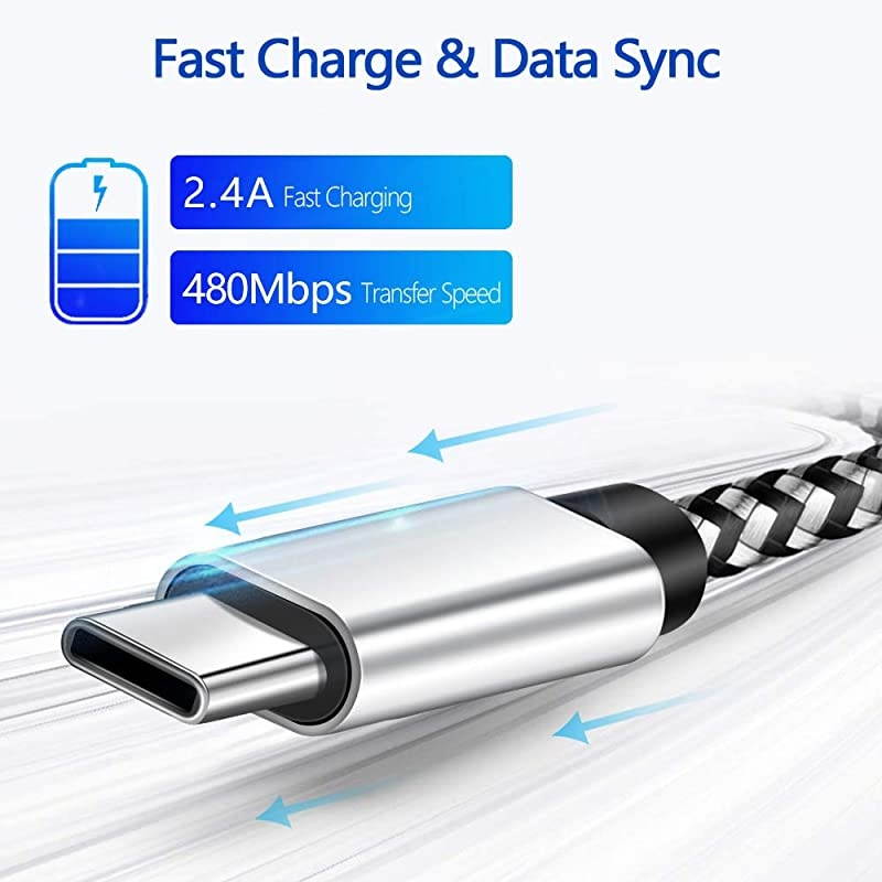 USB Type C Charging Cable Fast Charge10ft USB C Charger Cable  Nylon Braided Long Type C Cable for Samsung Galaxy S9 S10 S8 Plus Note10 9 8 Moto Z Google Pixel LG V40 G8 G7