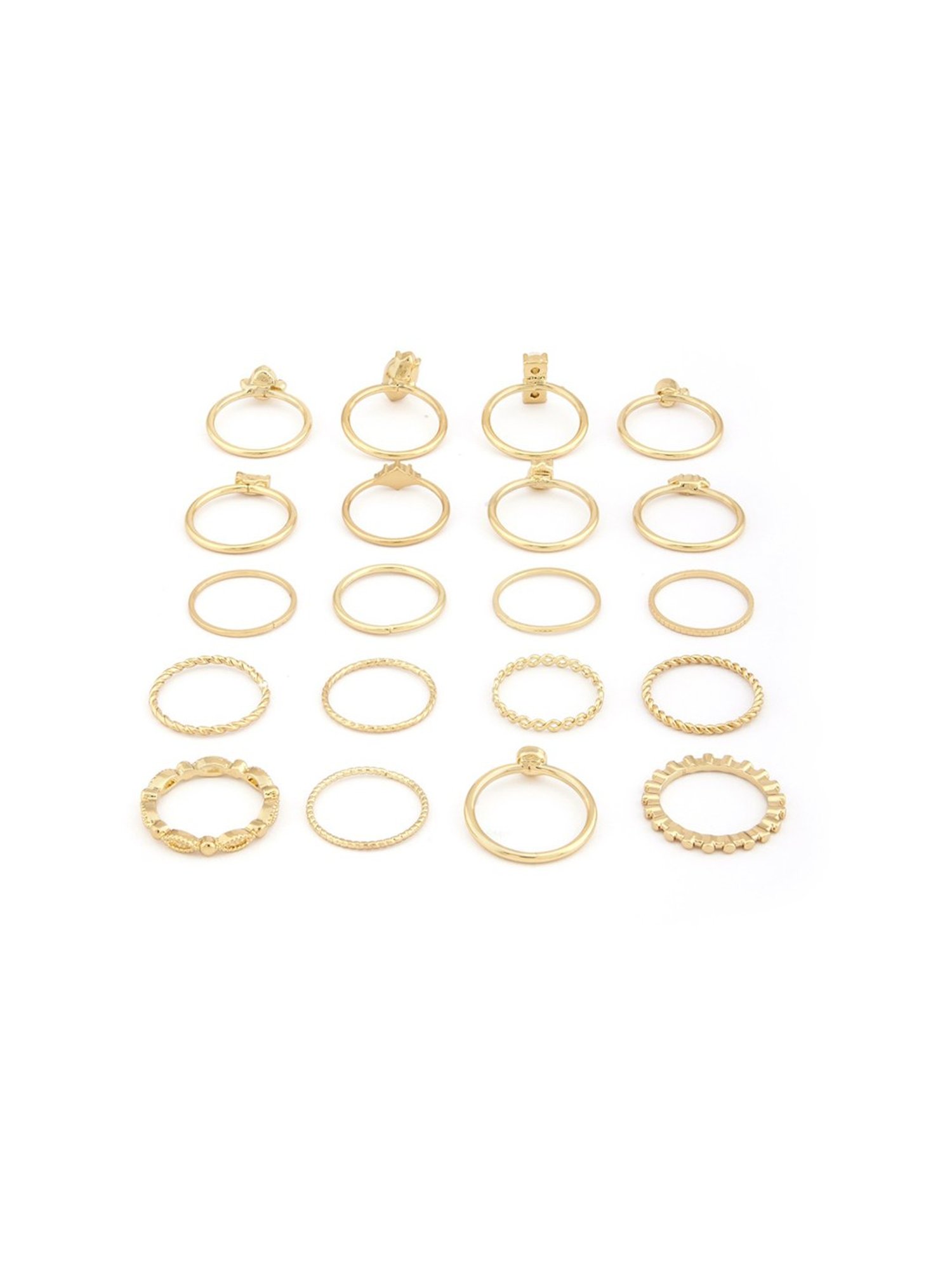 Zaveri Pearls Set of 20 Gold Tone Contemporary Stackable Rings-ZPFK13636