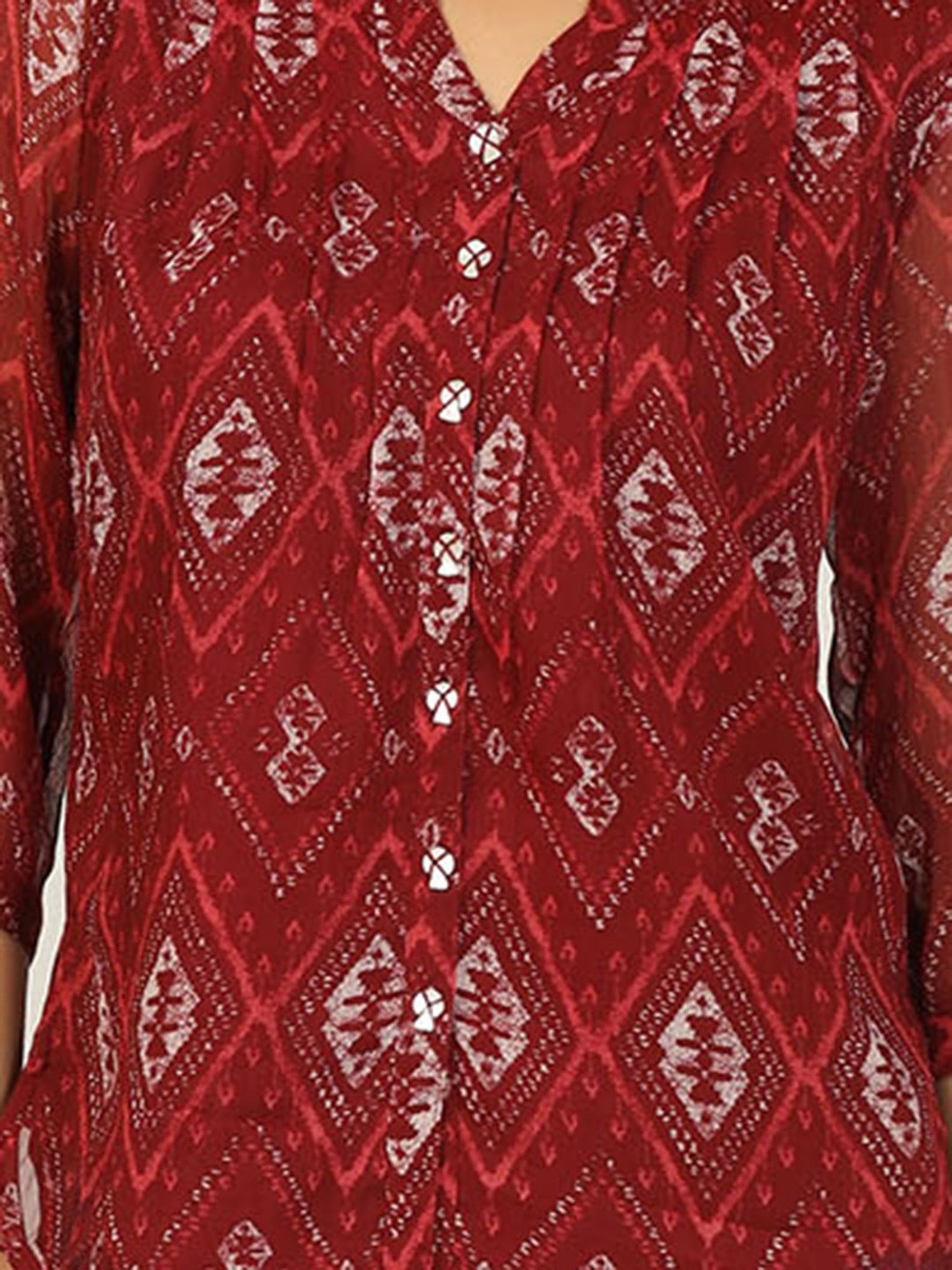 Mustard Maroon Printed Shirt