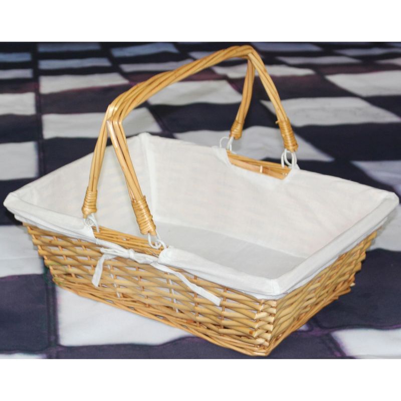 Vintiquewise Rectangular Willow Basket with White Fabric Lining