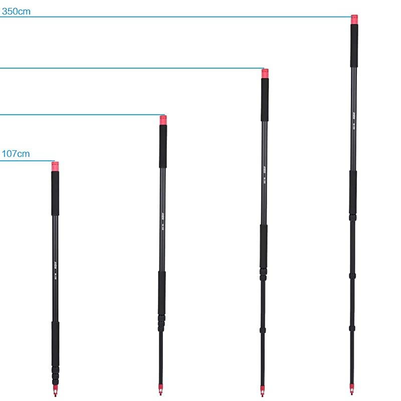 Telescoping Microphone Boom Pole Aluminum Alloy 4 Sections Stretchable Handheld Microphone Holder Pole Flash Light Boom Sound Recording Grip Support Rod for Recording Interview Filming 11.5ft