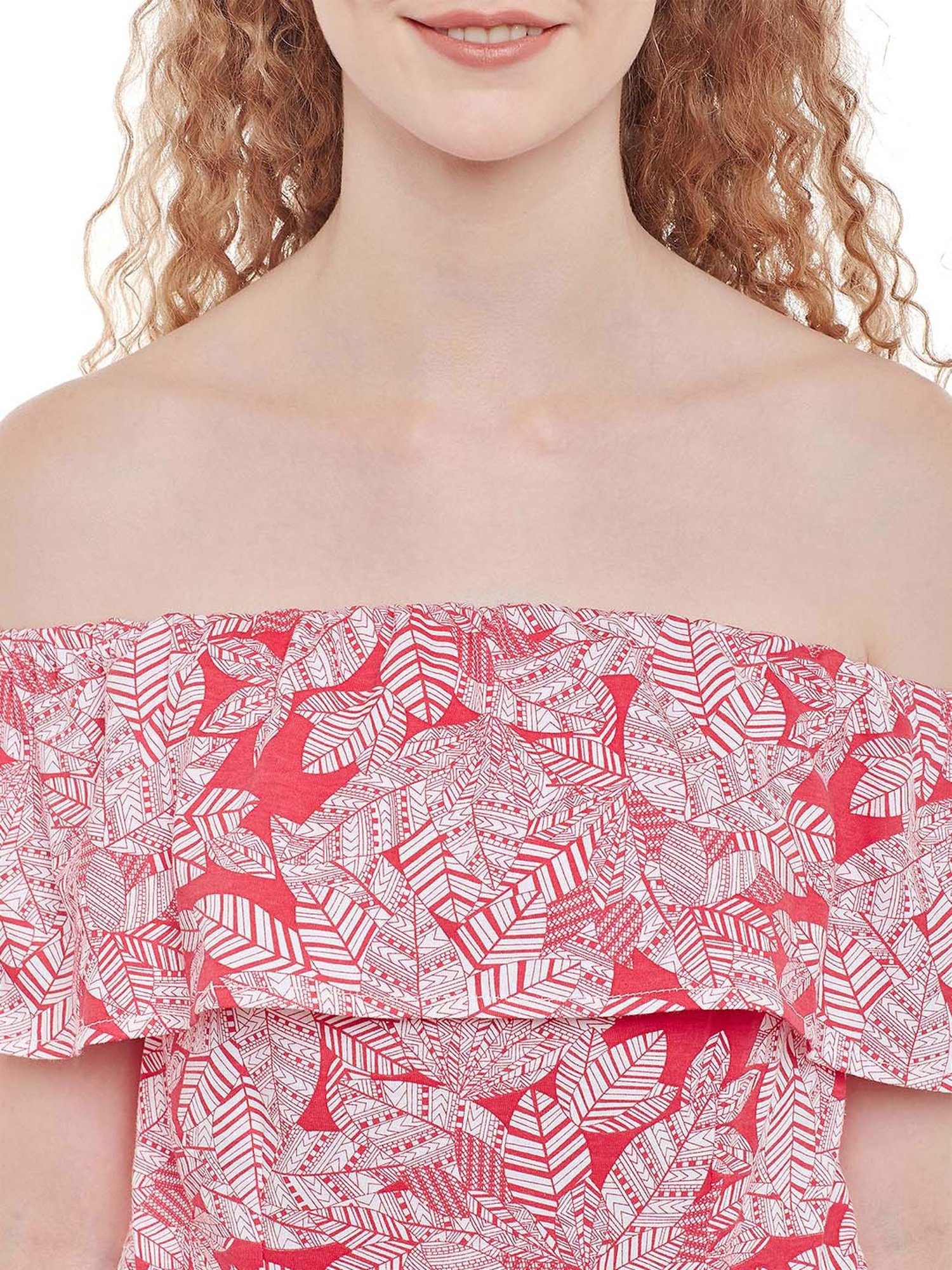 Belle Fille Red & White Printed Jumpsuit