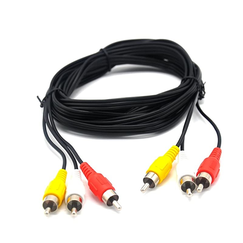 RCA 10FT AudioVideo Composite Cable DVDVCRSAT YellowWhitered connectors 3 Male to 3 Male