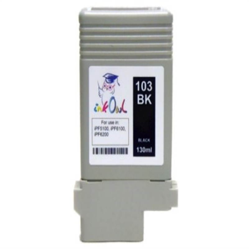 InkOwl Compatible Ink Cartridge Replacement for CANON PFI-103BK (130ml, Black) for iPF5100, iPF6100, iPF6200 printers