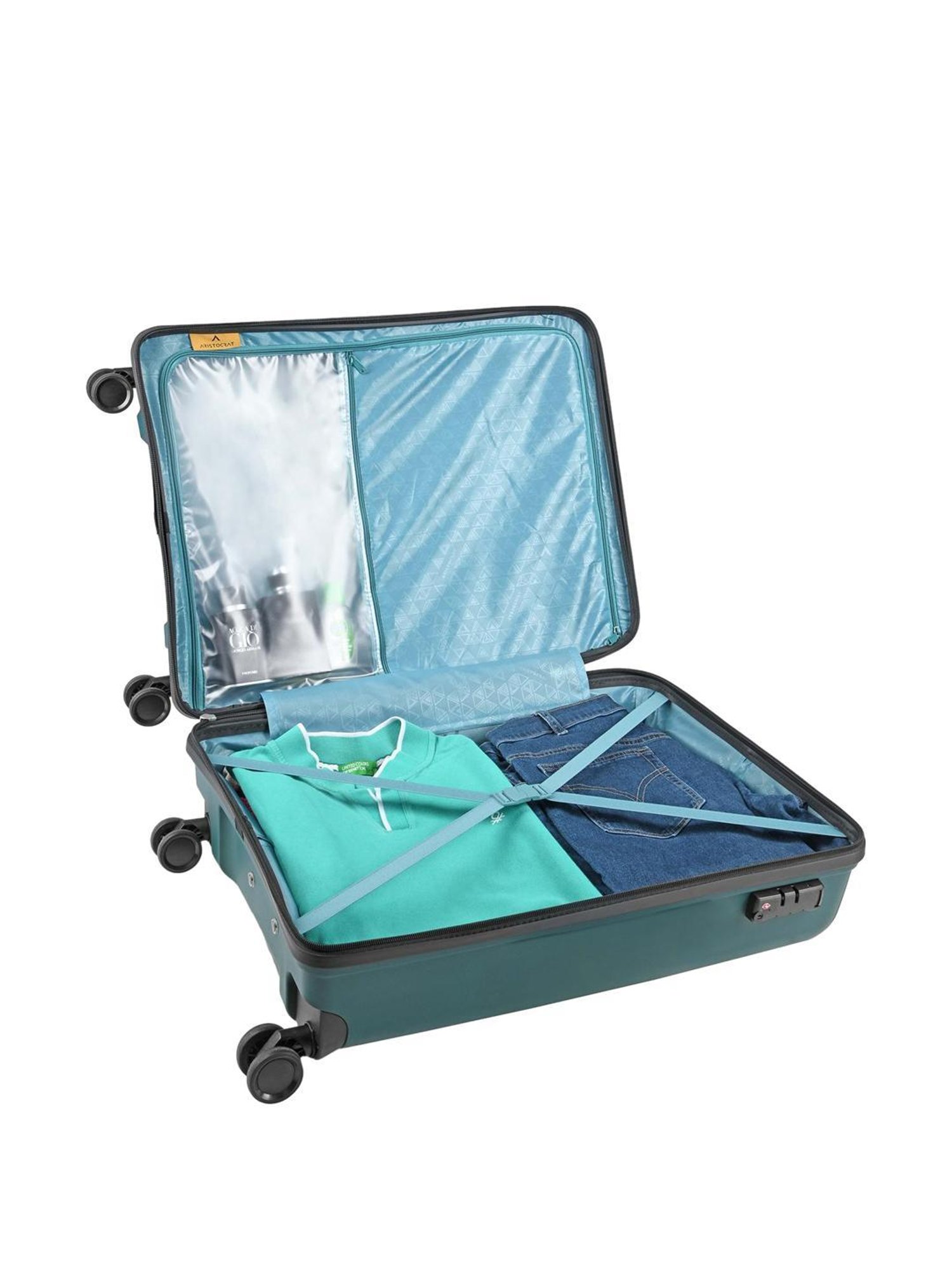 Aristocrat Green Textured Hard Cabin Trolley Bag - 22 cm