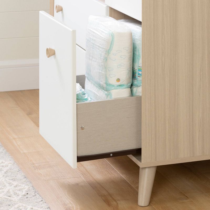 Yodi Changing Table with Drawers - Soft Elm and Pure White - South Shore
