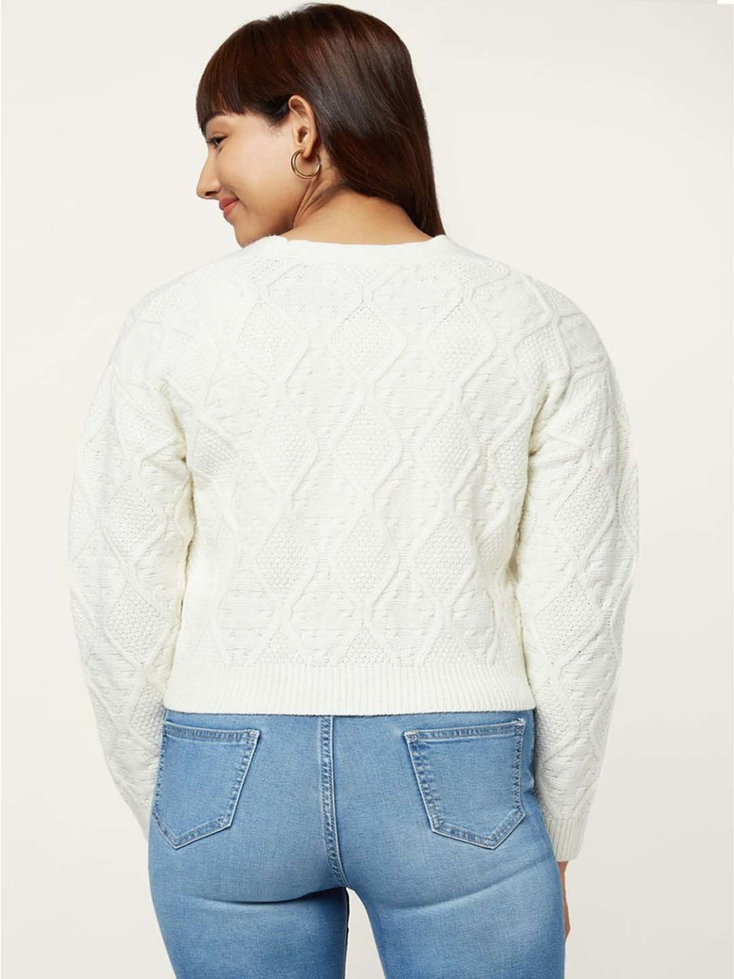 Honey by Pantaloons Off-White Embroidered Cardigan