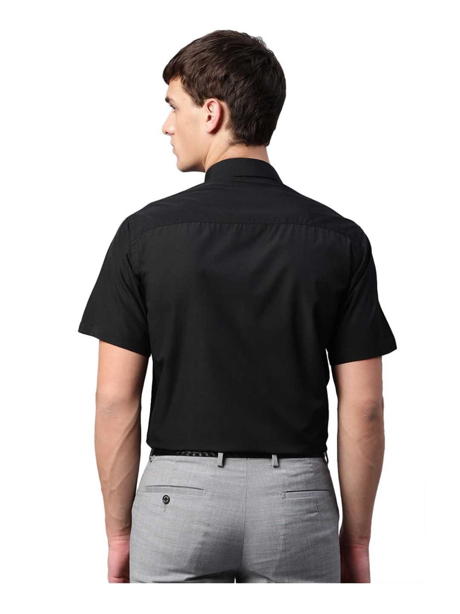 English Navy Black Short Sleeves Shirt