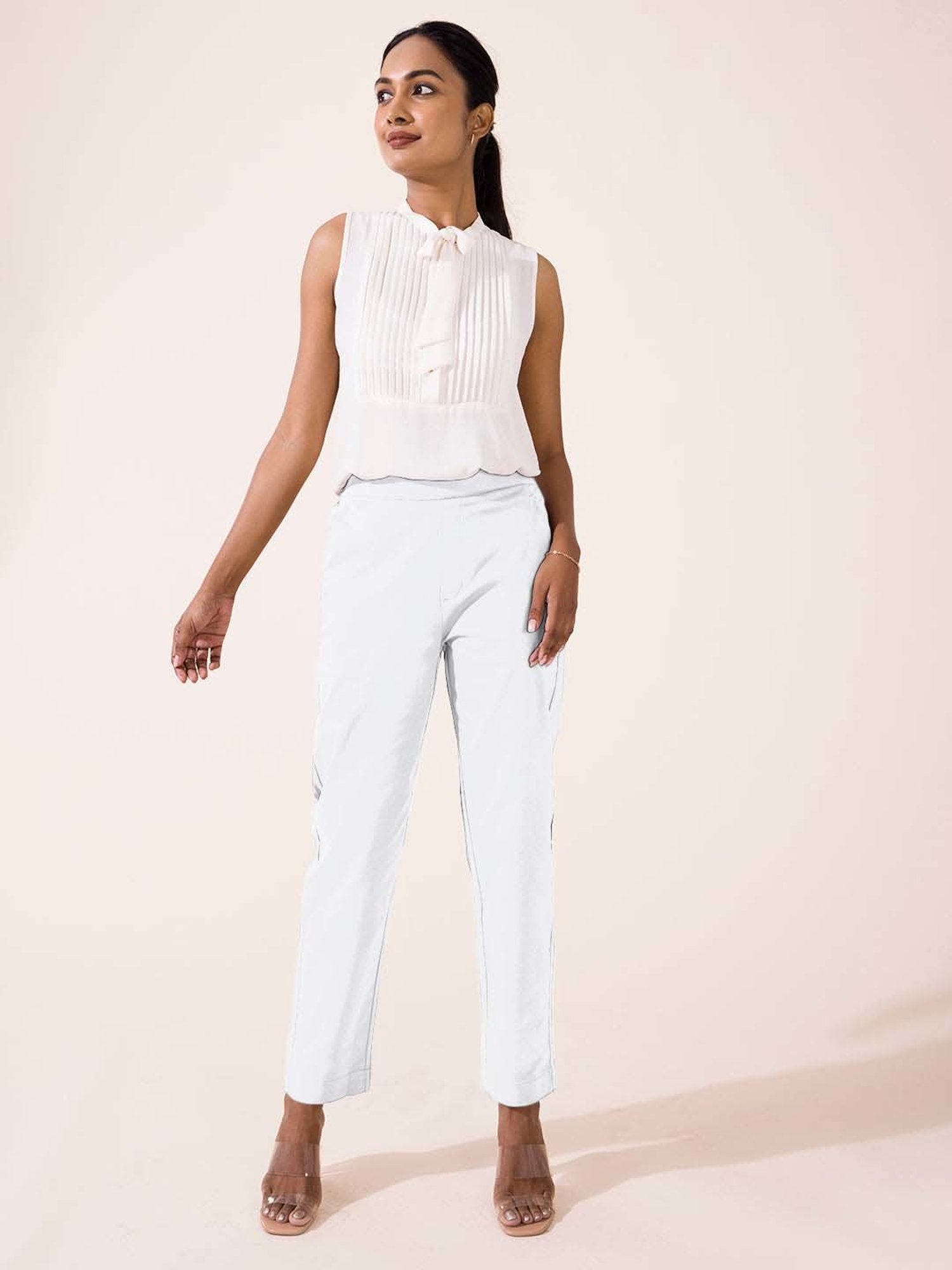 Go Colors! White Mid Rise Formal Trousers