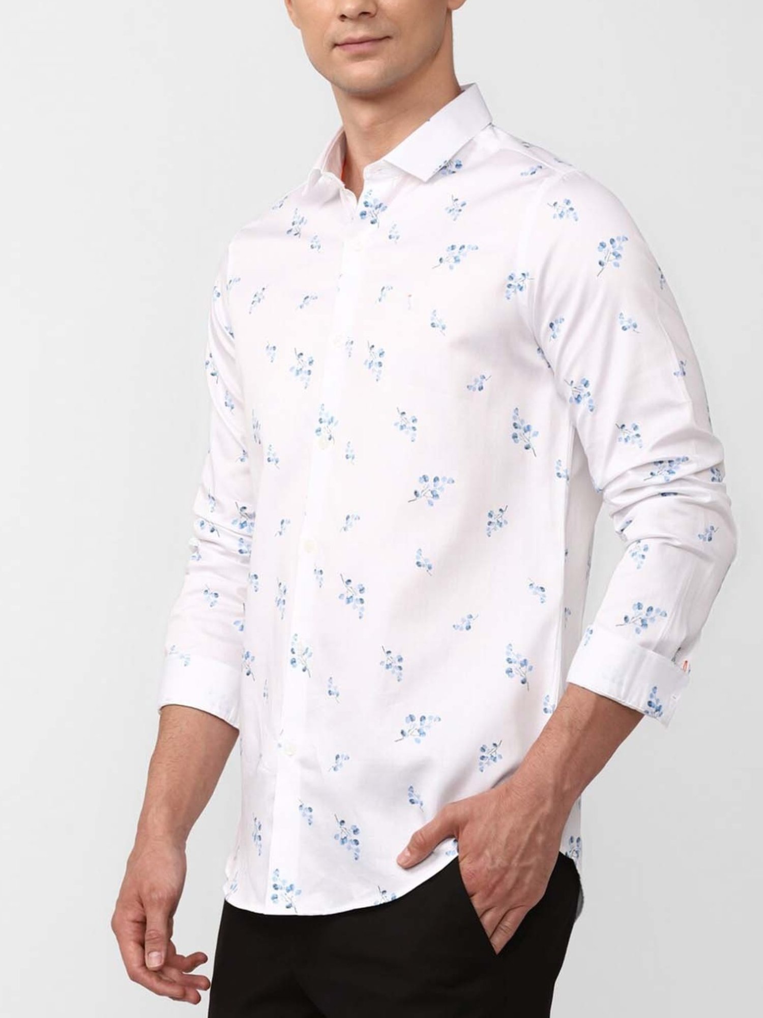 Simon Carter London White Printed Slim Fit Casual Shirt