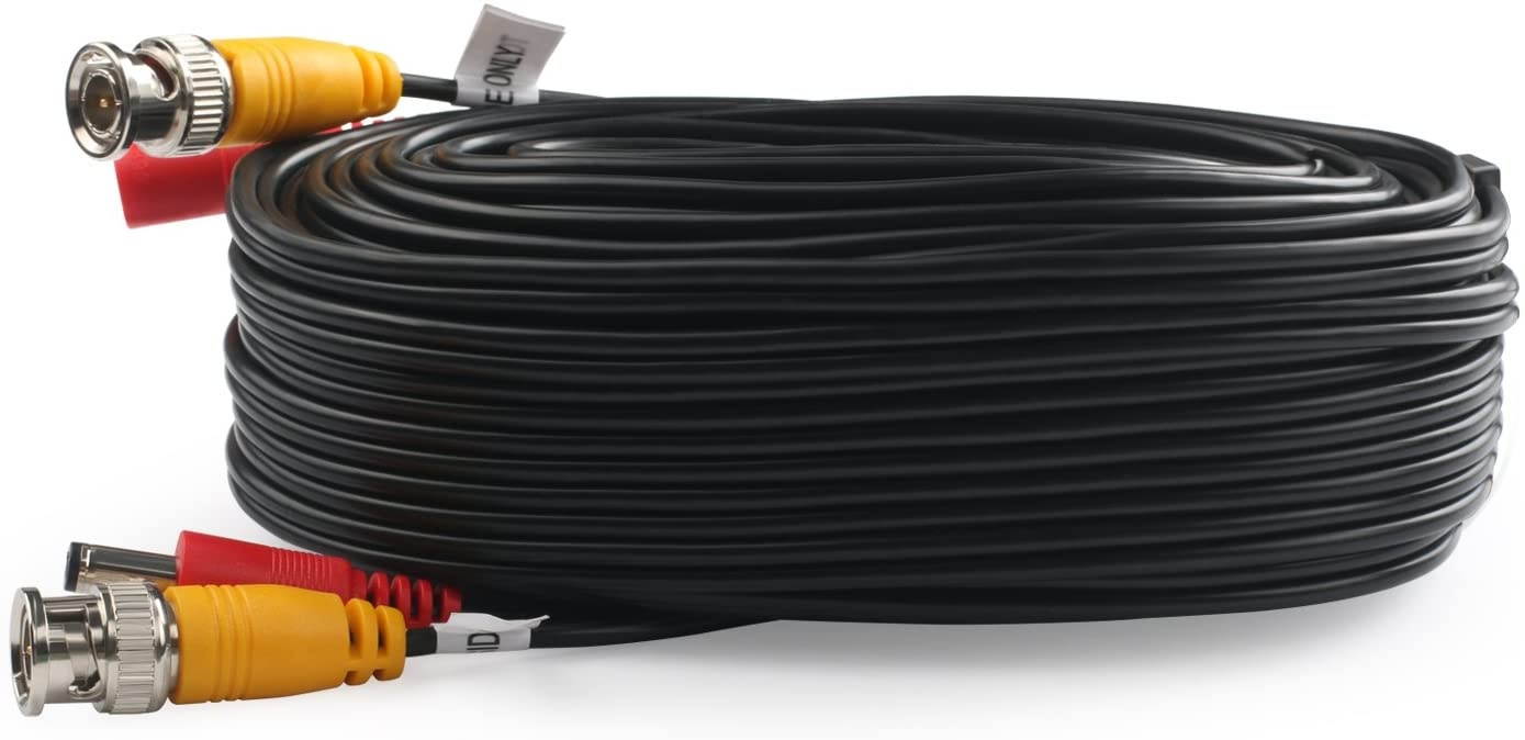 Postta BNC Video Power Cable (4 Pack 30 Feet) Pre-Made All-in-One Video Security Camera Cable Wire with Eight Connectors for CCTV DVR Surveillance System