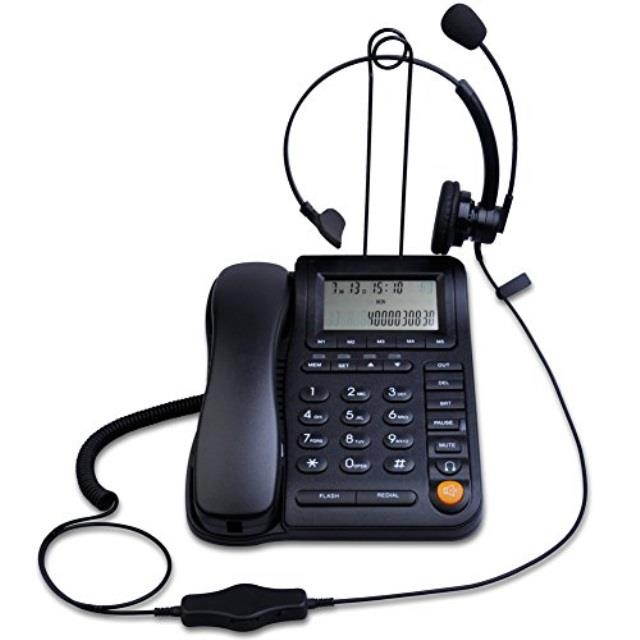 KerLiTar P017B Call Center Corded Phone with Caller ID and RJ9 Monaural Headset Home Office Landline Phone with Speakerphone