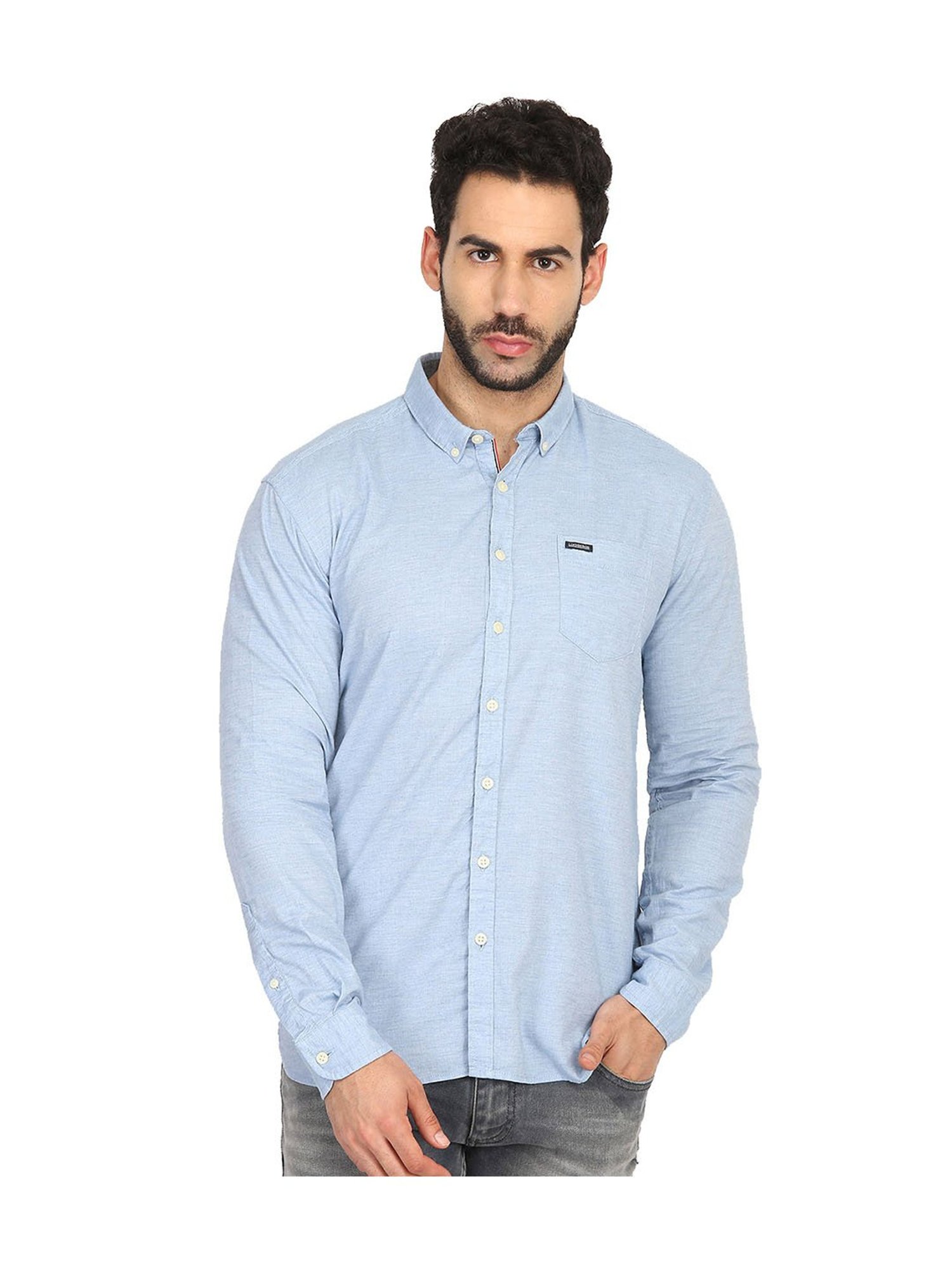 Lindbergh Blue Slim Fit Cotton Shirt
