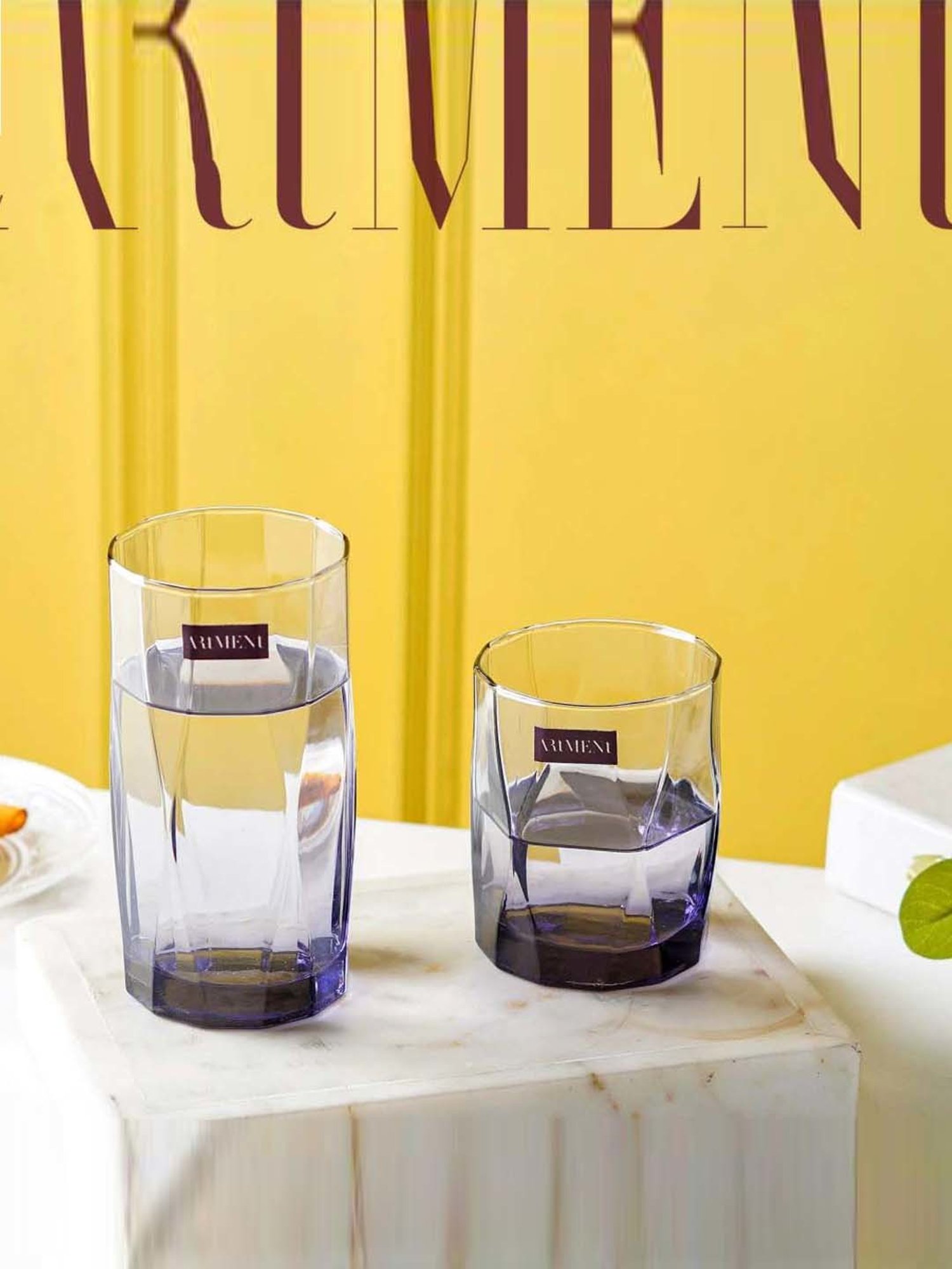 The Artment Amethyst Noir Purple Crystal Tumbler (0.4 L) - Set of 8