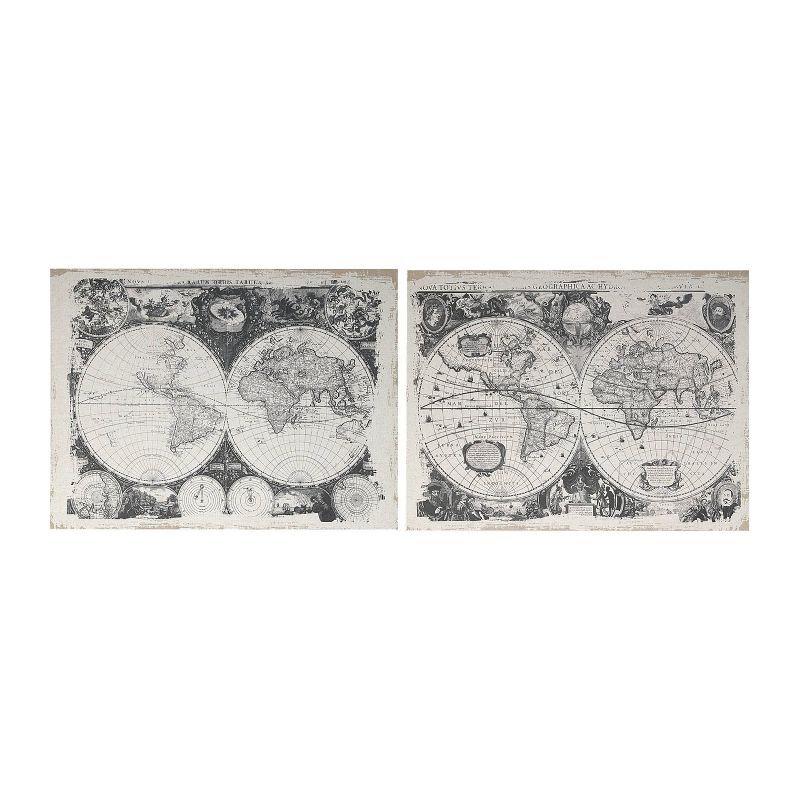 Set of 2 Danica Antique Map Wall Prints Black/White - A&B Home