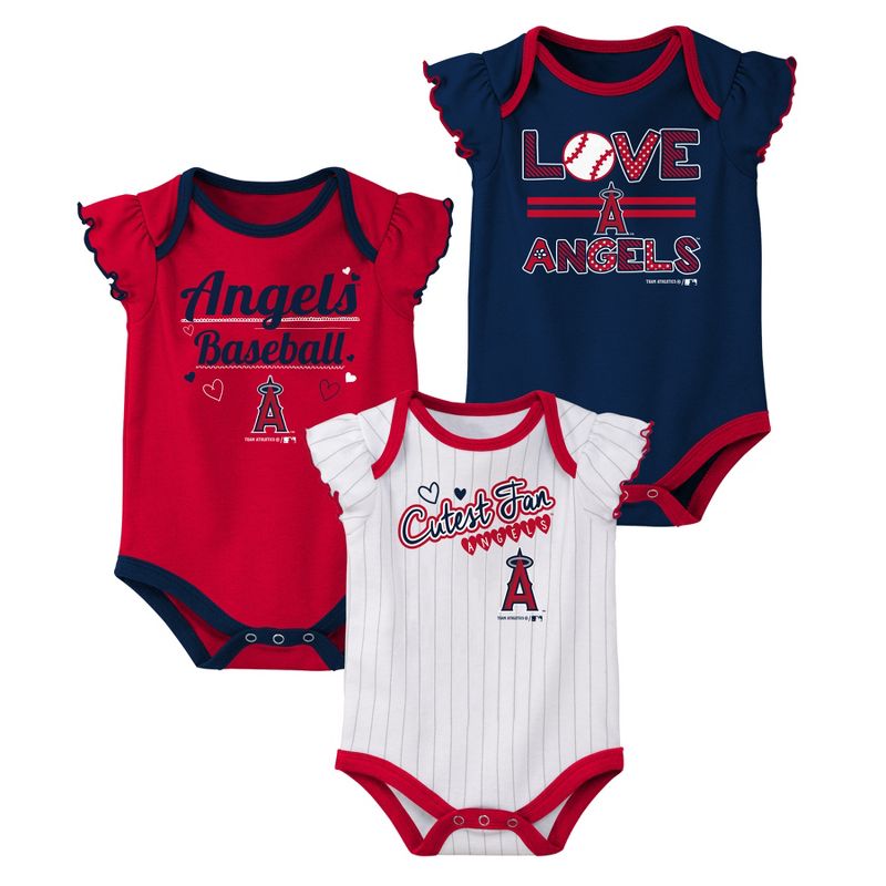 MLB Los Angeles Angels Girls' Bodysuit 3pk - 0-3M