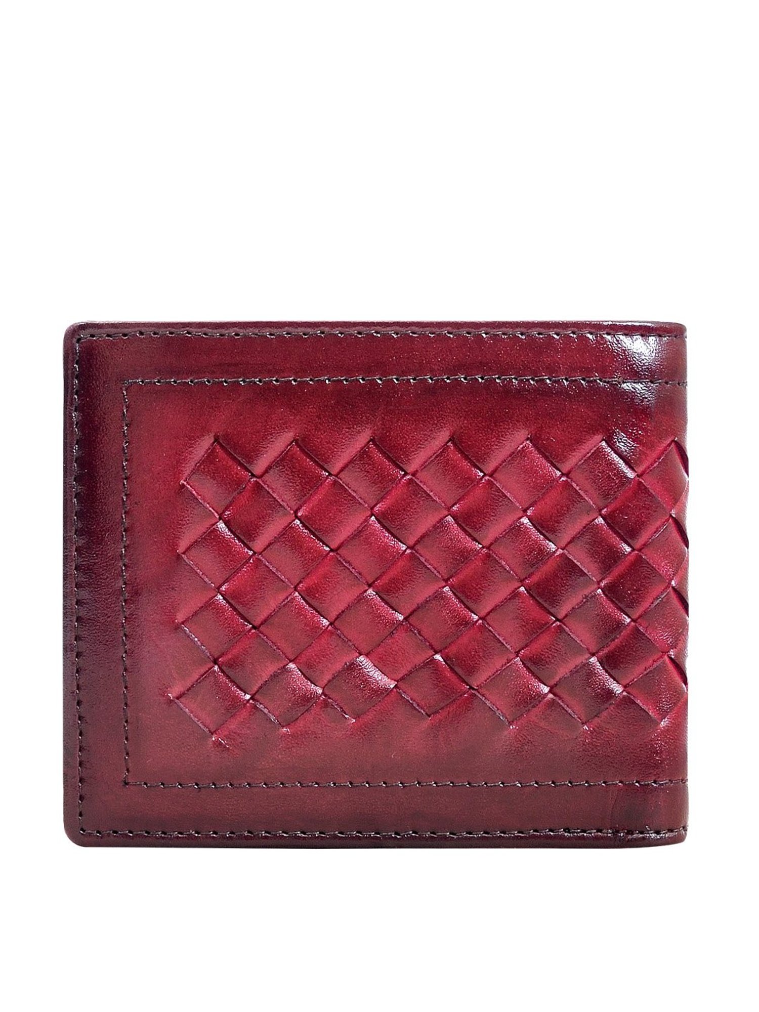 Eske Maroon Textured Bi-Fold Wallet for Men