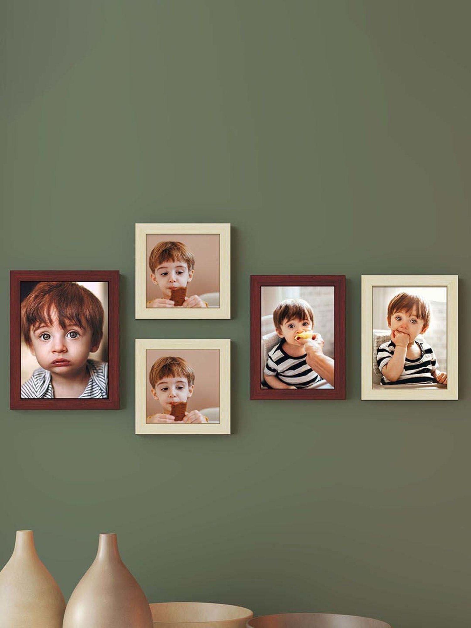 Art Street Brown Synthetic Today & Always Wall Photo Frame - Set of 5
