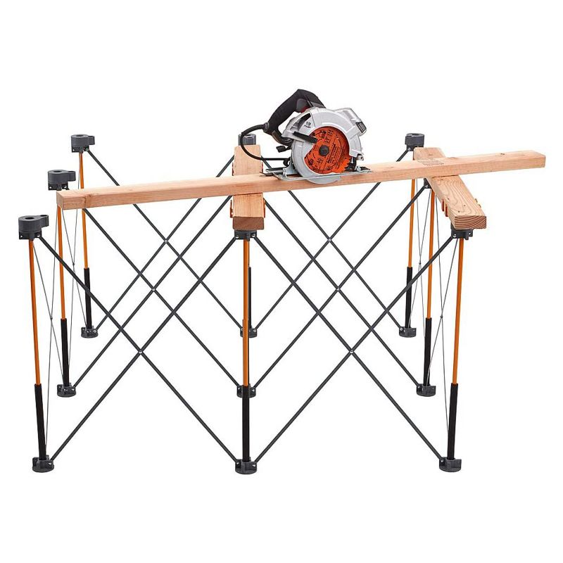 Bora Centipede CK9S Portable Folding 4 by 4 Foot 9-Strut Garage Workstand Table for Woodworking with 4 Quick Clamps and Carry Bag, Black and Orange