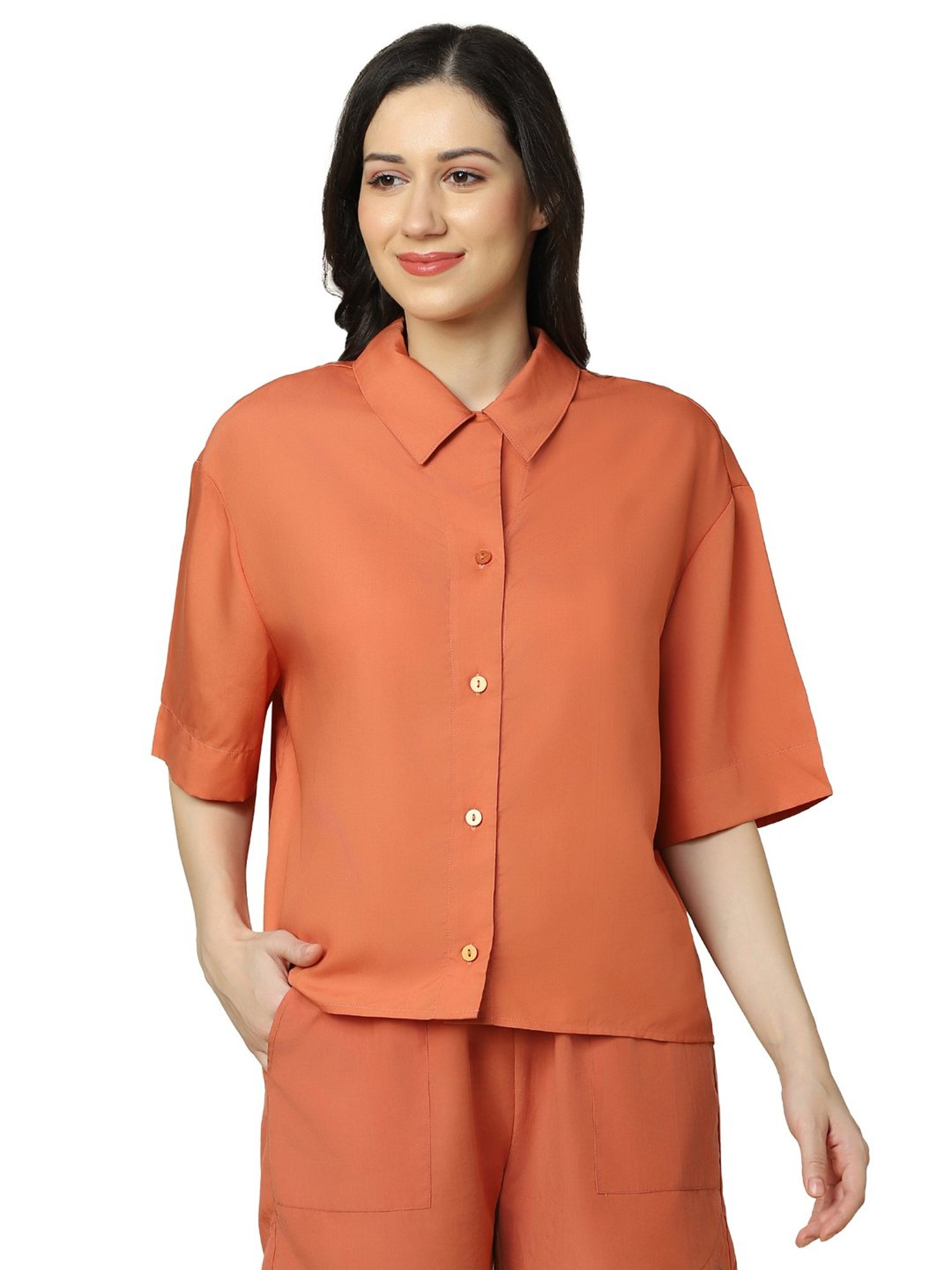 Triumph Orange Plain Night Shirt