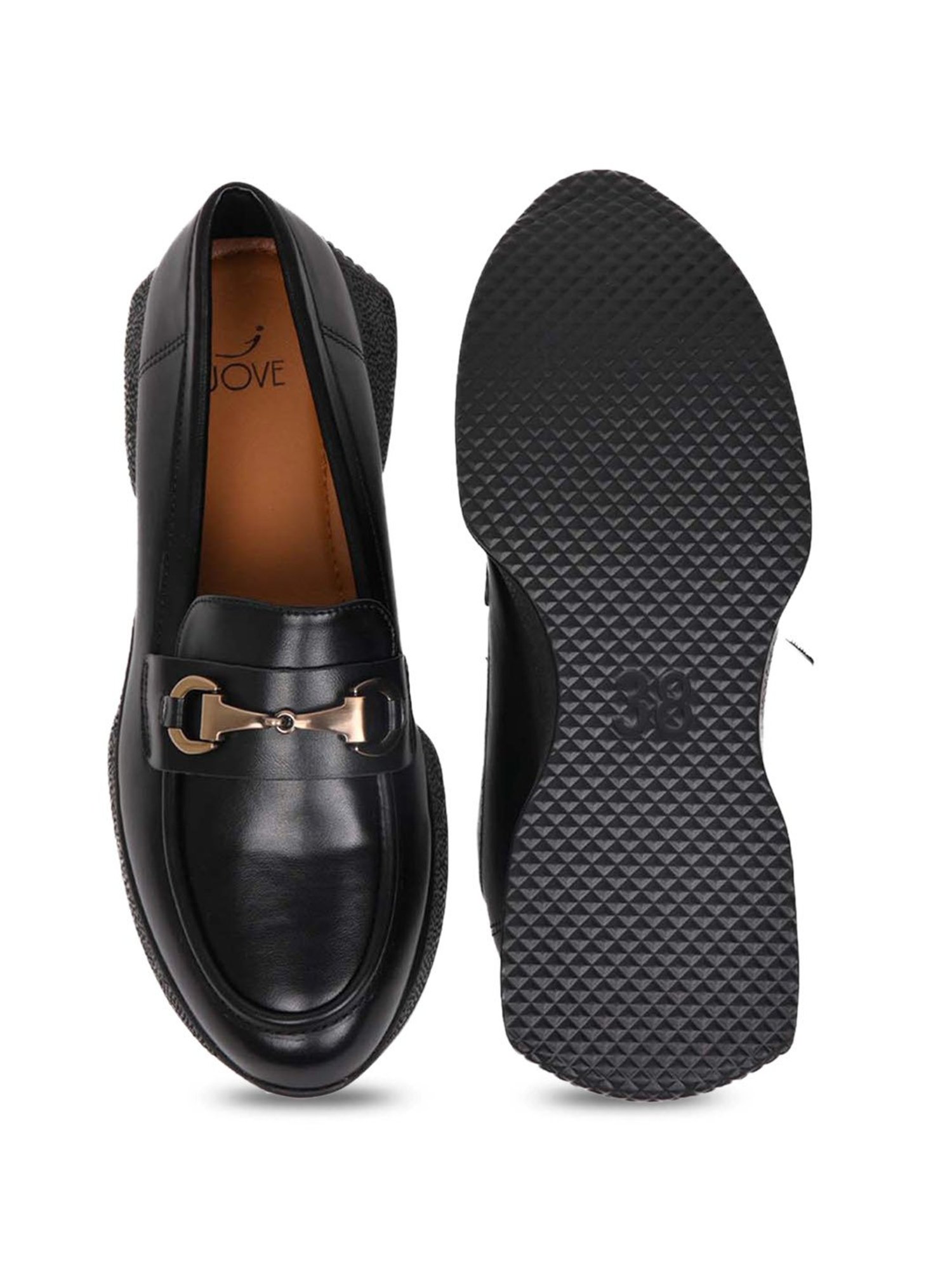 Jove Women's Jet Black Wedge Loafers