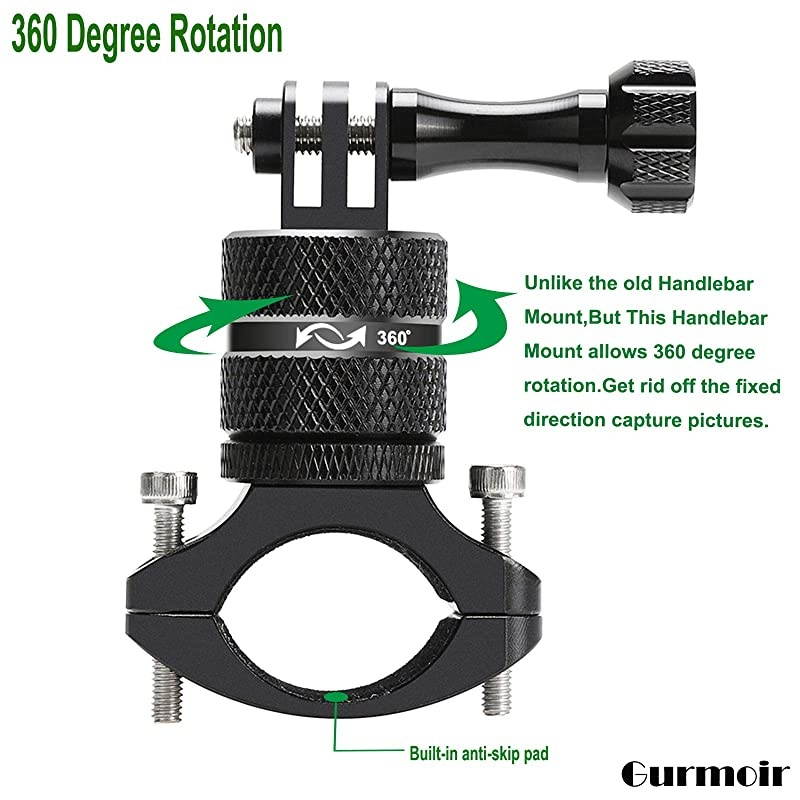 Aluminum Bike Bicycle Handlebar Mount for Gopro Hero 9 BlackHero 8765AKASODJI Osmo ActionSJCAMYI and More Action Cameras 360 Degrees Rotary Bike Bicycle Seatpost Rack Mount