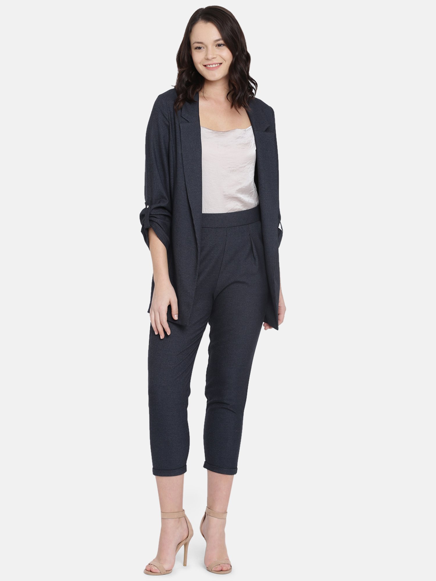 ISU by Radhika Apte Navy Textured Trousers