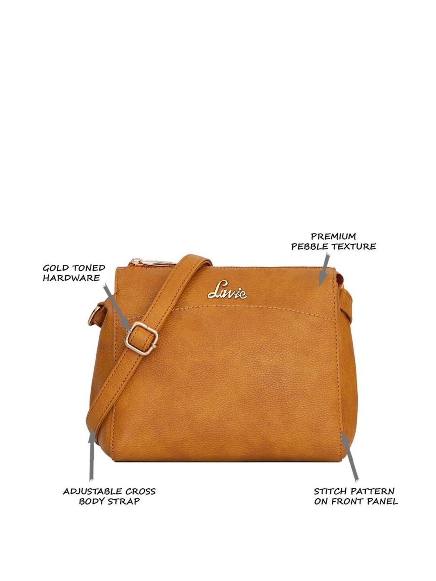 Lavie Cetan Yellow Solid Medium Sling Handbag