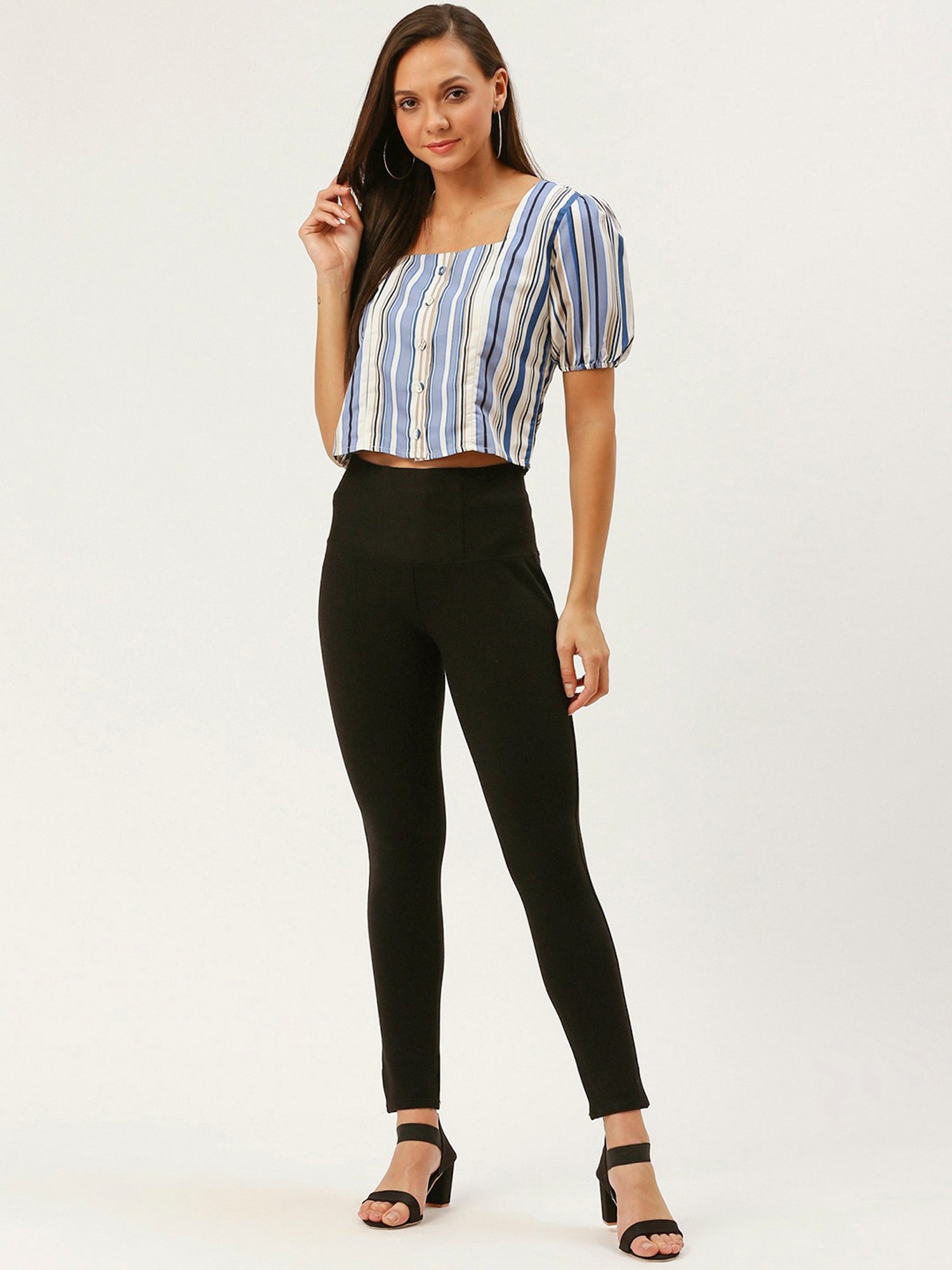 Carlton London Multicolor Striped Crop Top