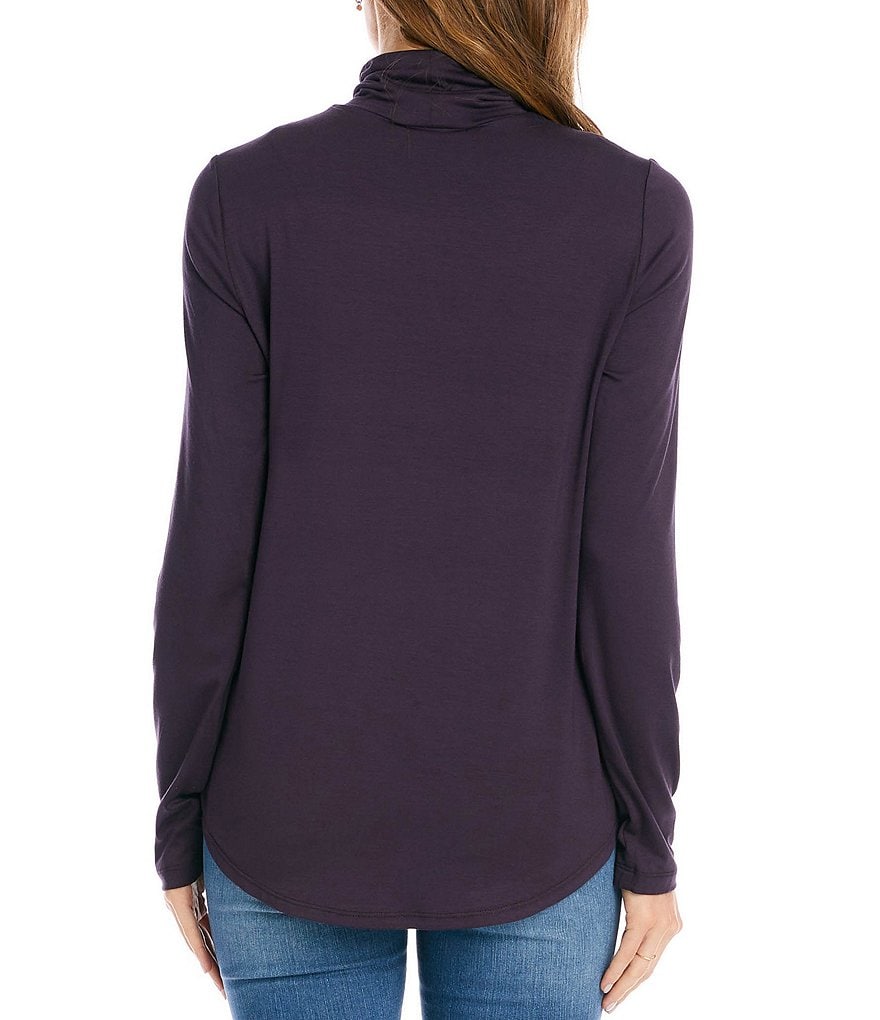 Karen Kane Long Sleeve Curved Hem Jersey Knit Turtleneck
