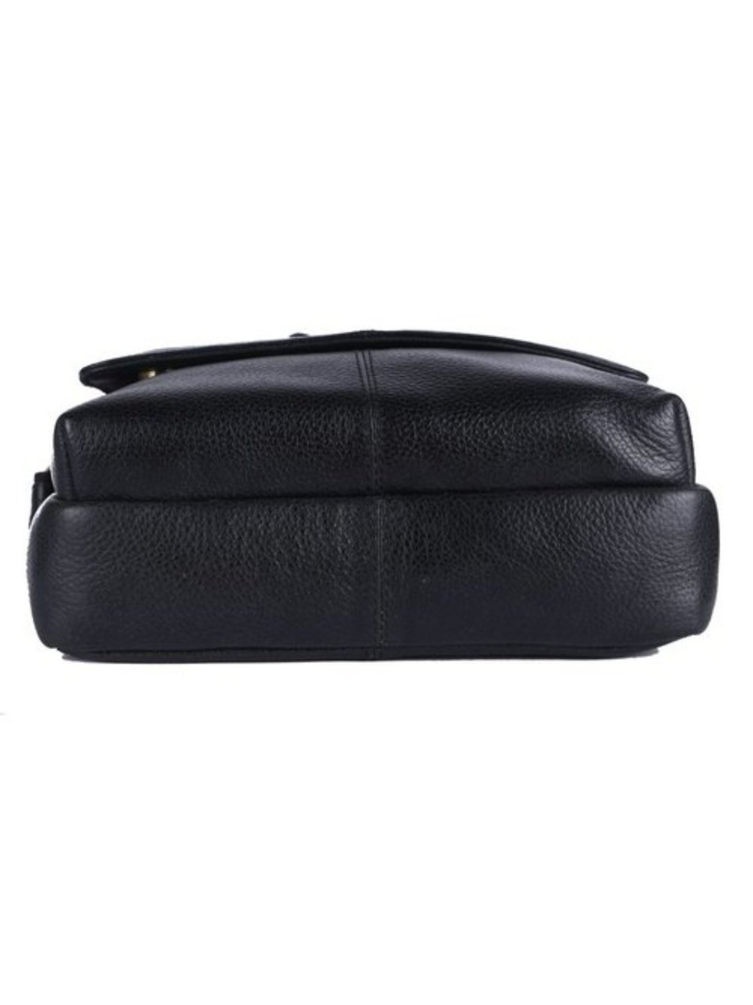 HiLEDER Black Textured Medium Leather 11 inch Cross Body Bag
