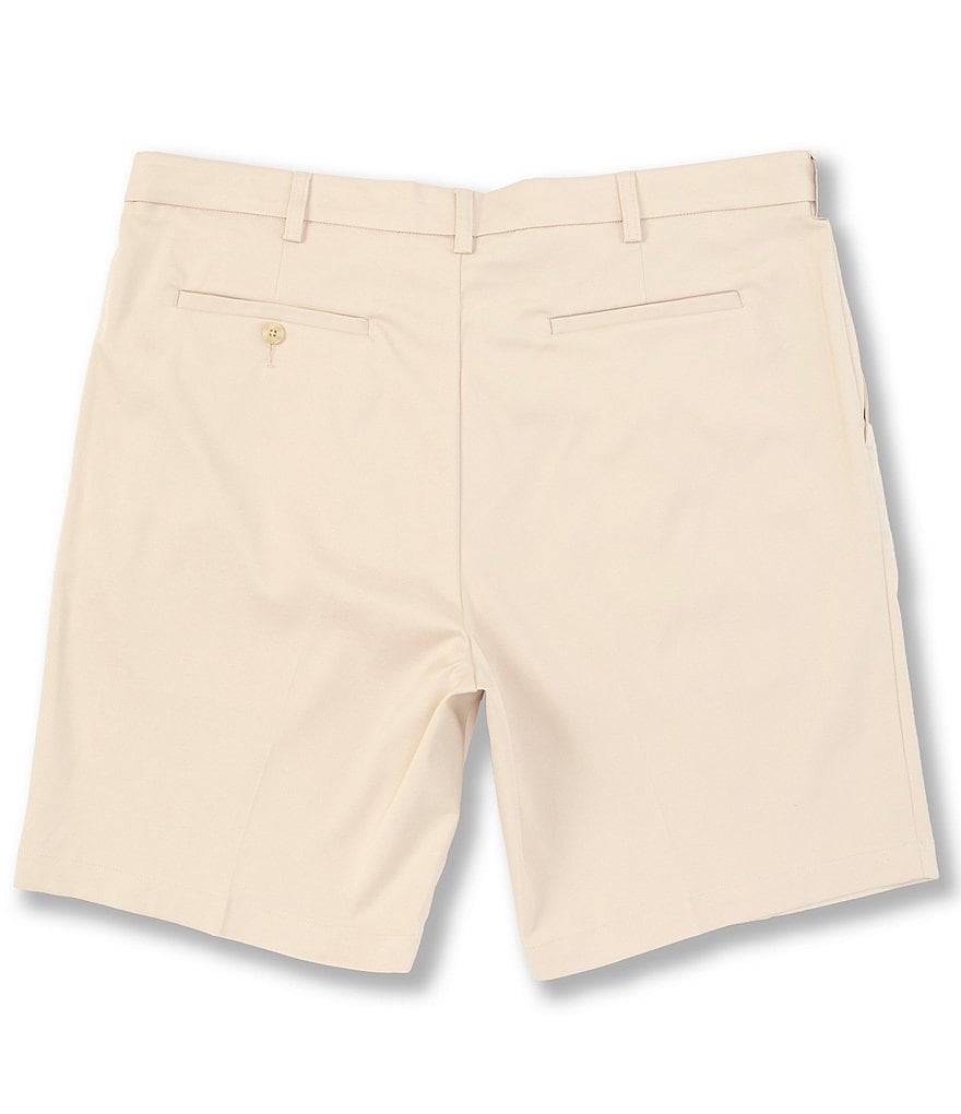 Roundtree & Yorke Big and Tall Performance 9#double; and 11#double; Inseam Flat Front Herringbone Print Shorts
