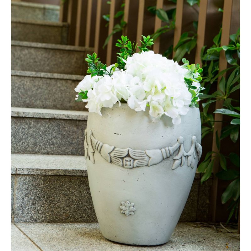 12.2" Kante Lightweight Classic Oval Flower Garland Planter Light Gray - Rosemead Home & Garden, Inc.