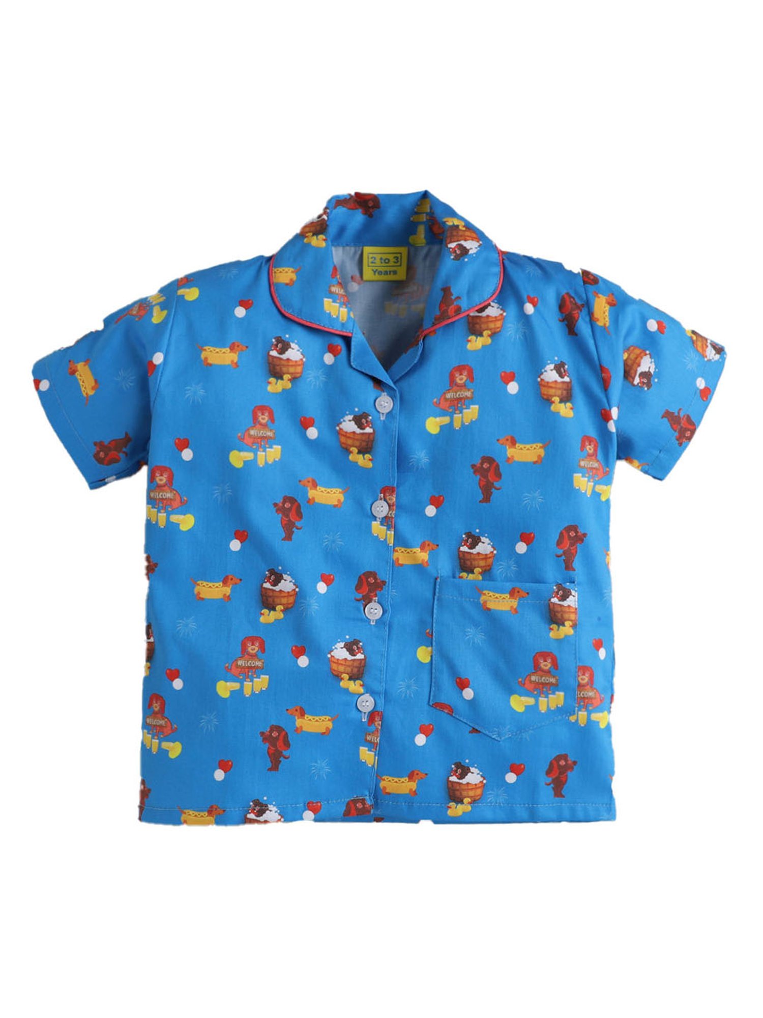 The Magic Wand Boys Blue Printed Shirt with Pyjamas
