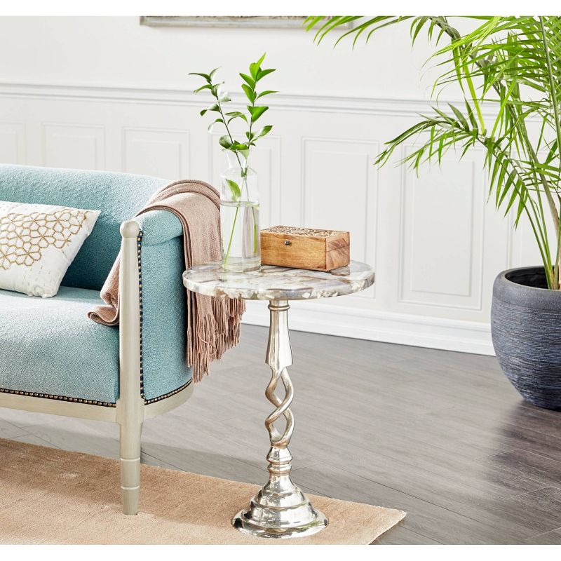 Aluminum Stone Patio Accent Table - Olivia & May