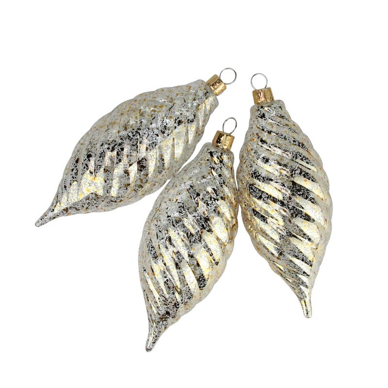 Barcana 3ct Clear and Gold Spiral Shatterproof Finial Christmas Ornaments 5.25"