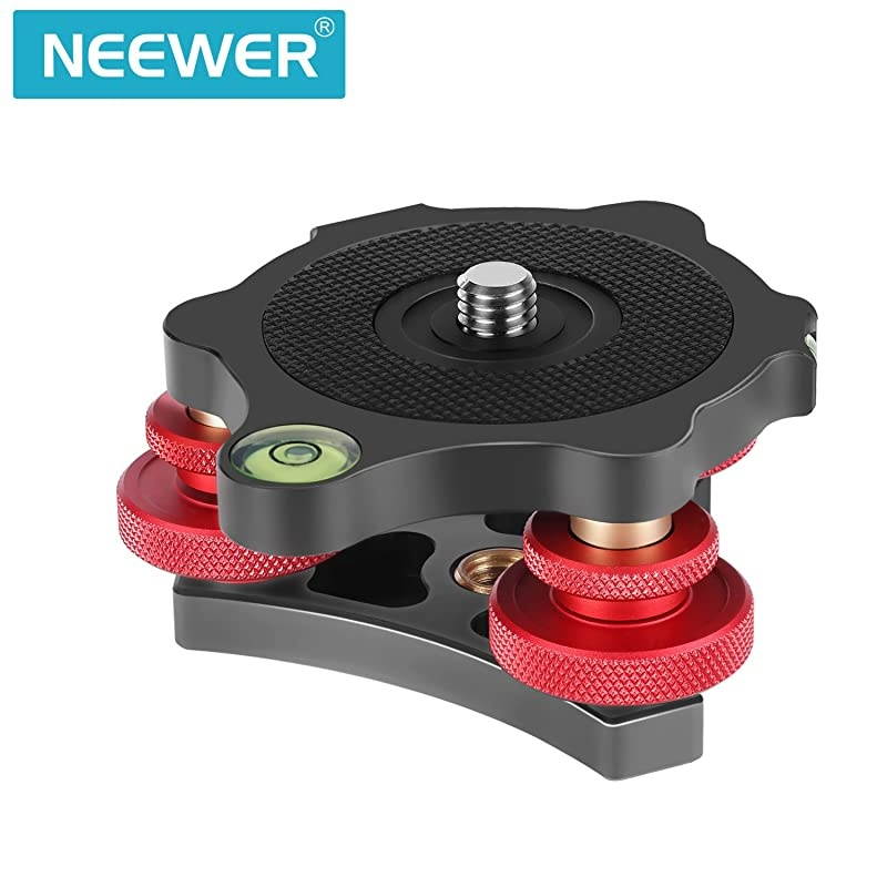 Photography Tripod Leveler TriWheel Leveling Base with Bubble Level and 38 inch Screw 3 Dials with +5 Degree Precision Adjustment Aluminum Alloy Construction