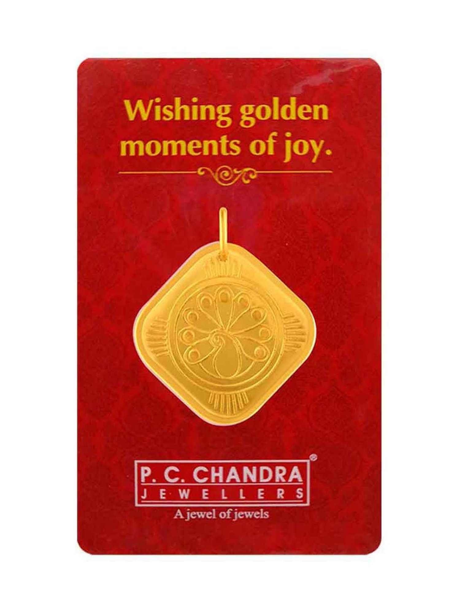 P.C. Chandra Jewellers 24k (999) 5gm Yellow Gold Peacock Coin Pendant