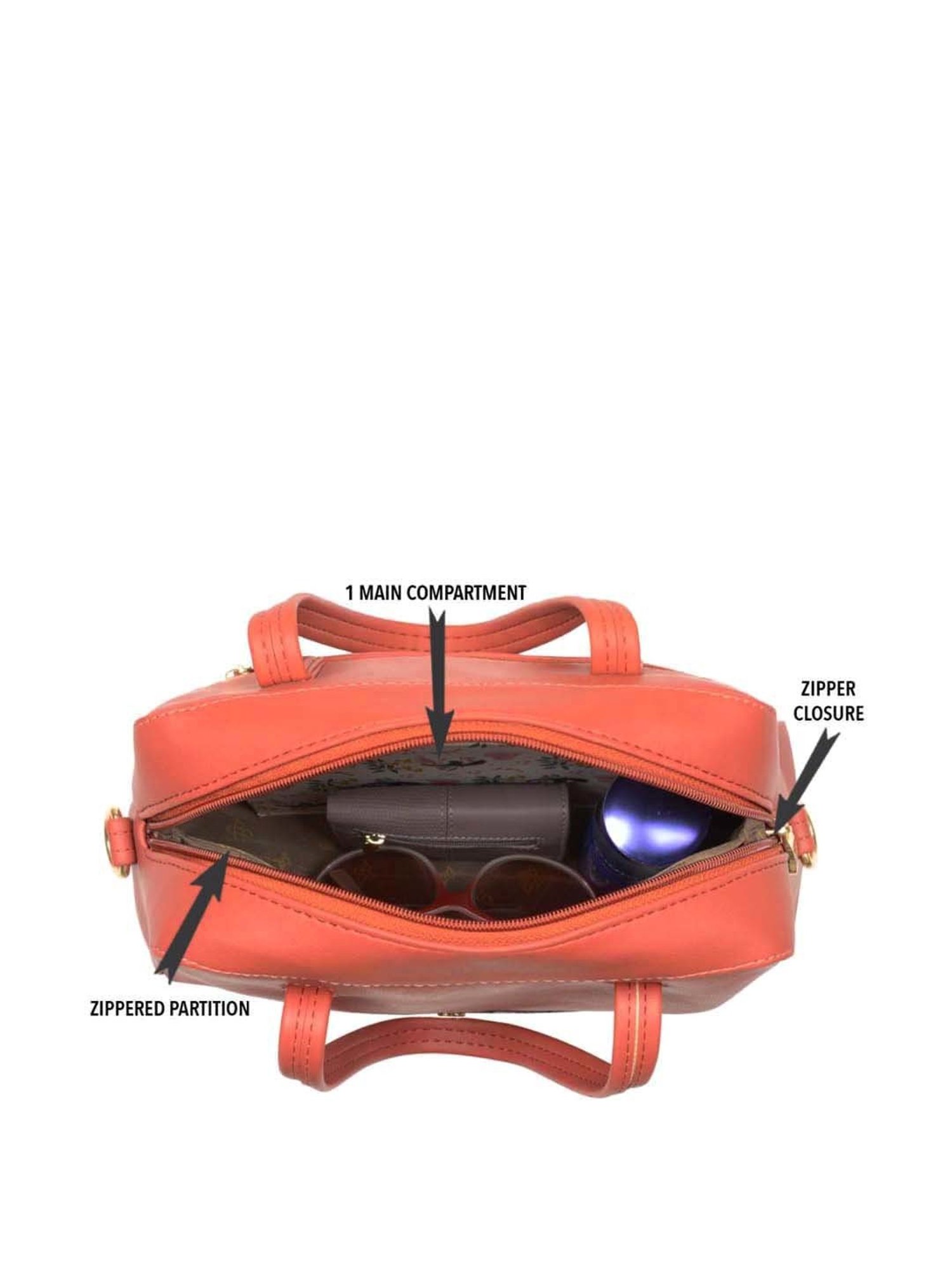 Baggit Red Textured Medium Bowler Bag