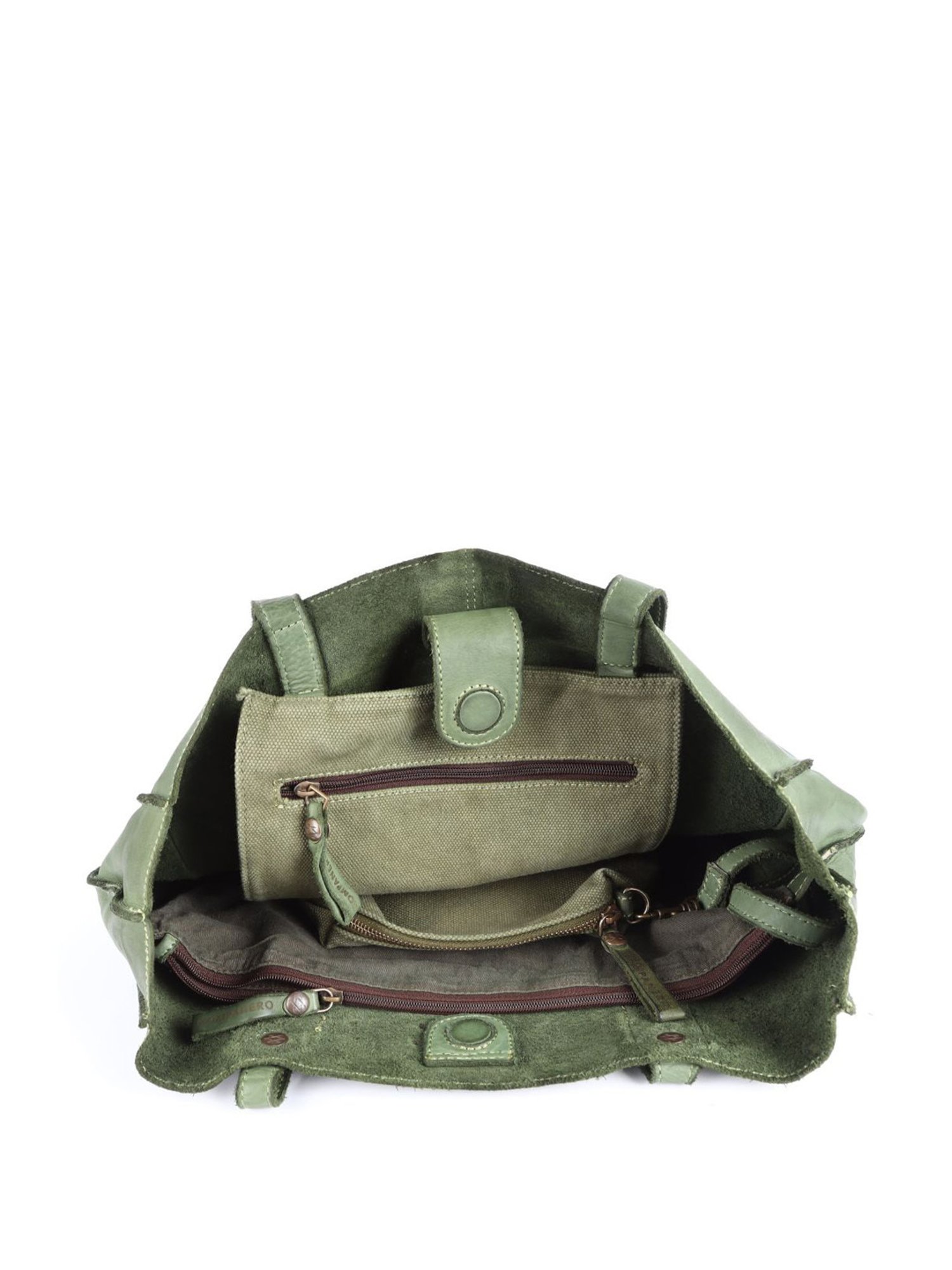 KOMPANERO Aria Sage Leather Textured Tote Handbag