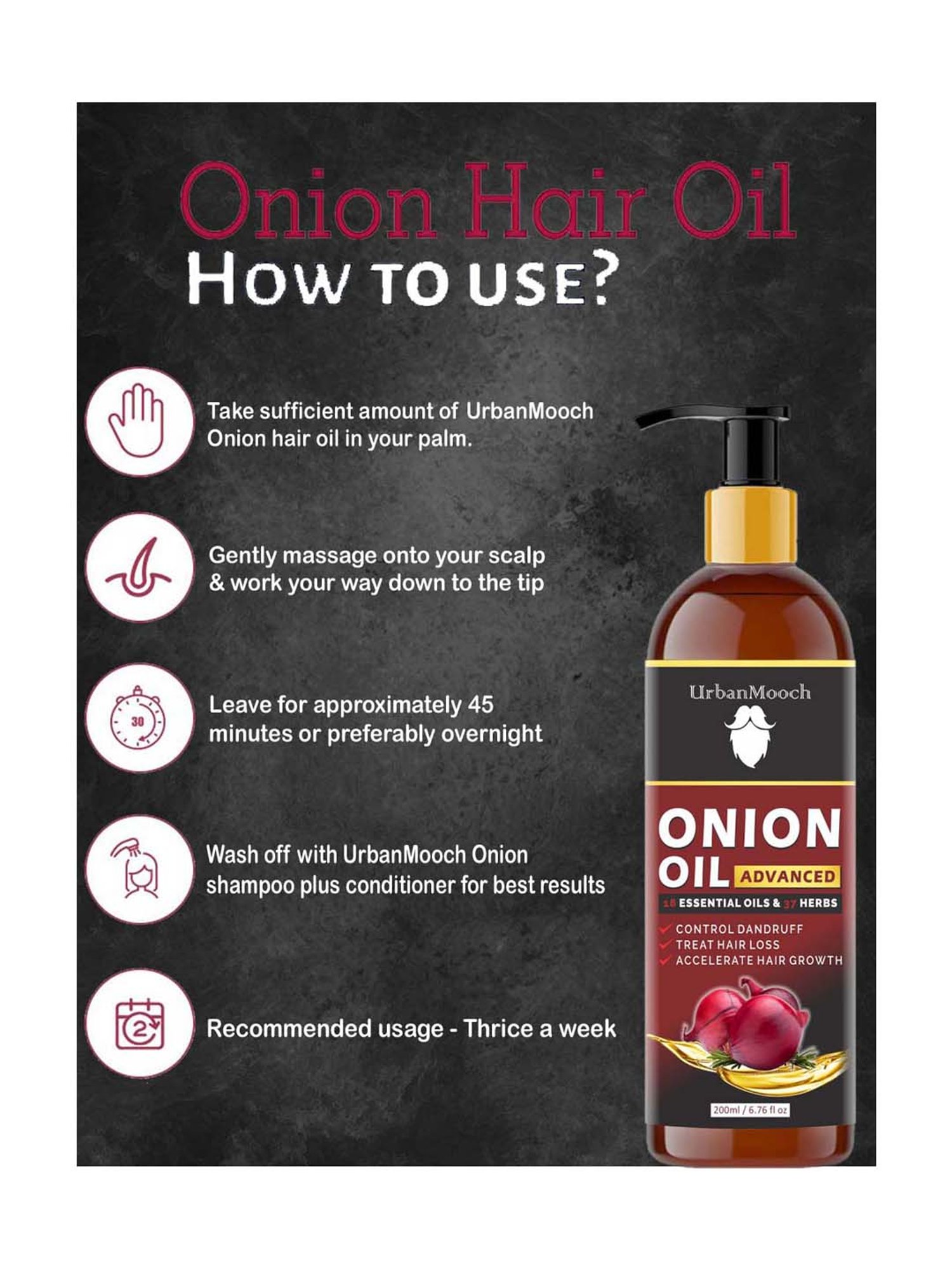 UrbanMooch Advanced Red Onion Hair Oil - 200 ml
