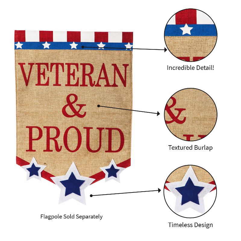 Evergreen Flag  Veteran & Proud  Garden Burlap Flag