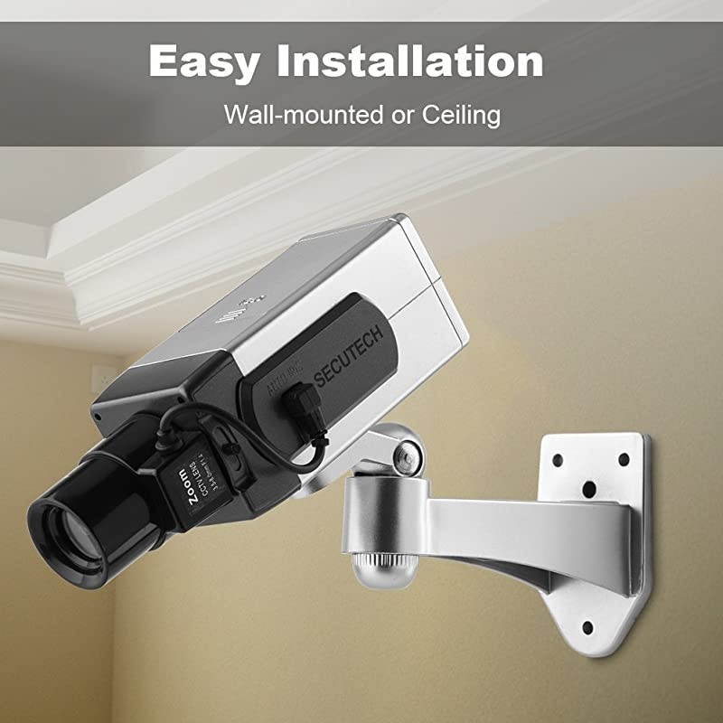 Bullet Dummy Camera Fake Bullet CCTV Waterproof Auto Rotation Movement Security Camera Surveillance System with Realistic Look Flashing LED for Indoor amp Outdoor Title
