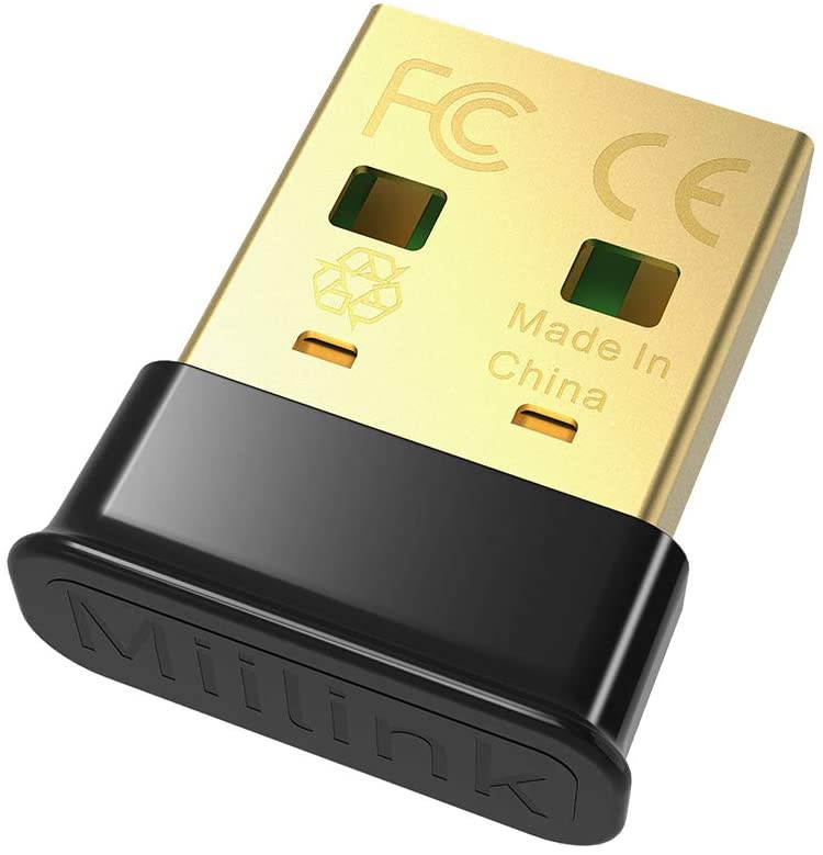 USB Bluetooth Adapter, Bluetooth 5.0 + EDR Bluetooth USB Dongle, Mini Bluetooth Adapter for PC, Bluetooth Keyboard, Mouse, Headphone, Speaker Compatible with Windows7/8/10 (Gold)