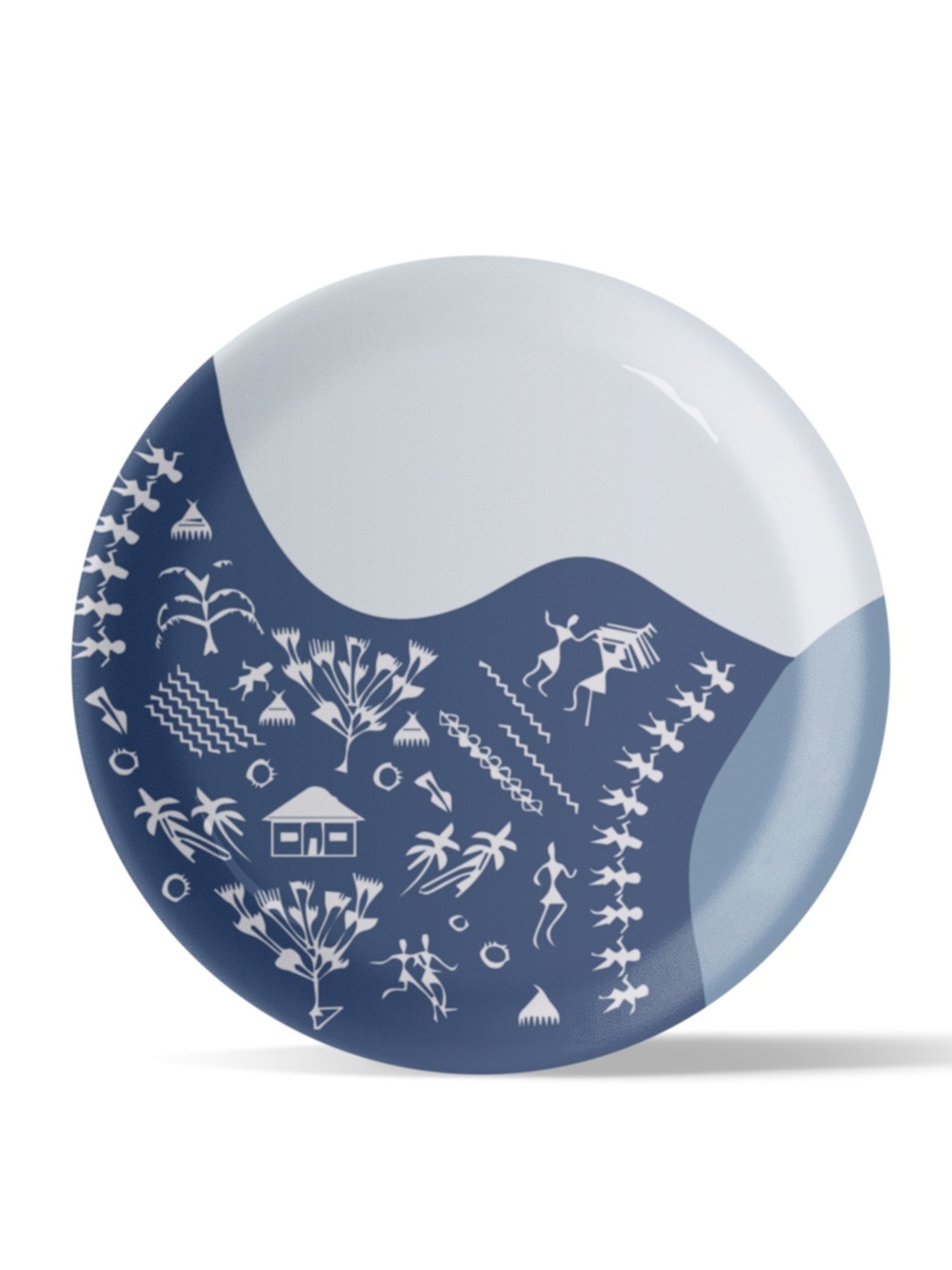 Nestroots Modern Warli Floral Multicolor Porcelain Wall Plate