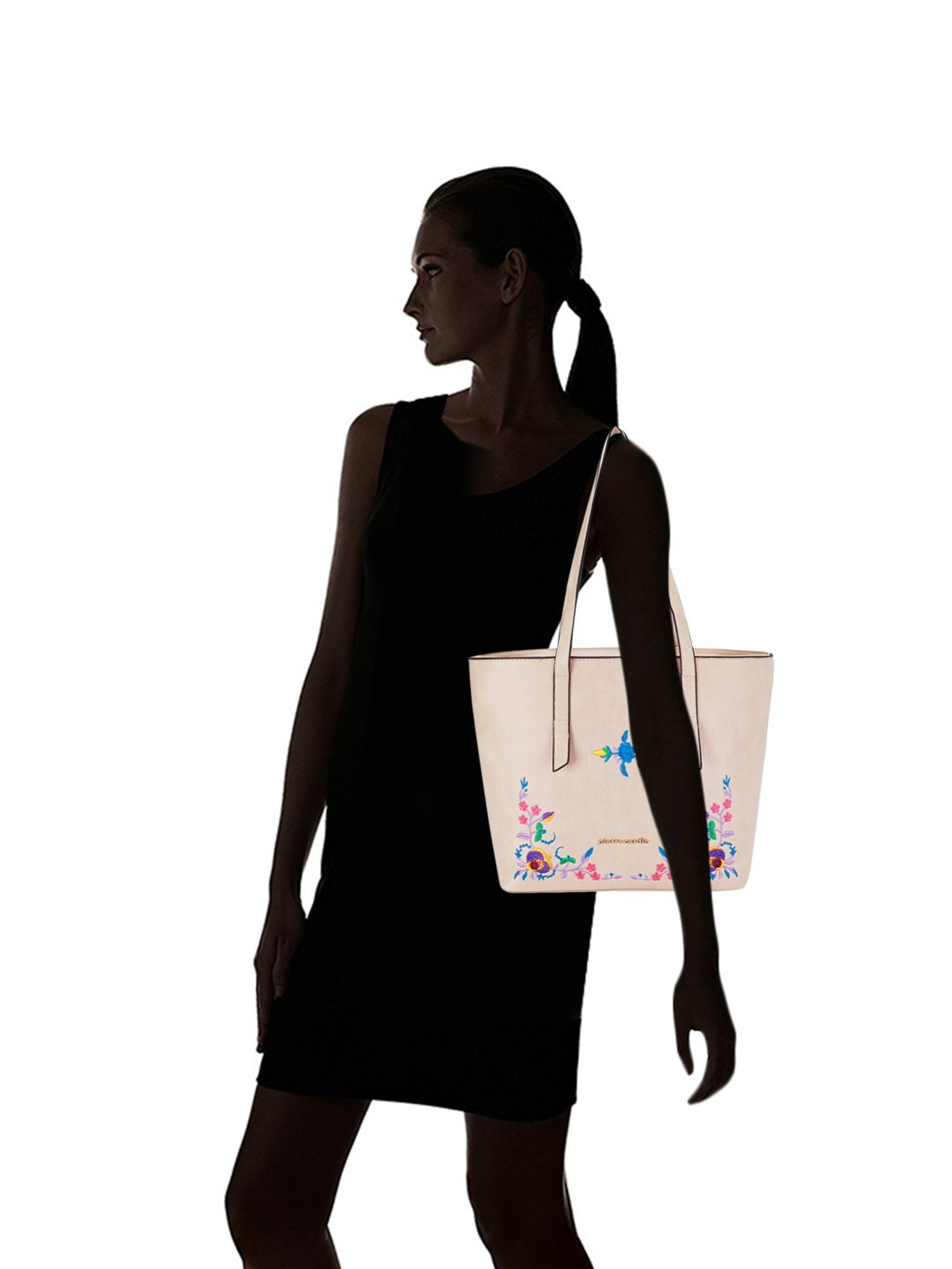 Pierre Cardin Beige Embroidered Large Shoulder Handbag