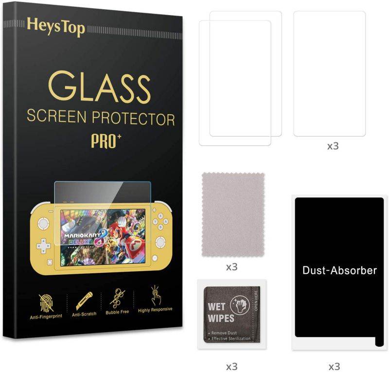 [3 Pack] Tempered Glass Screen Protector for Nintendo Switch Lite , HeysTop Transparent HD Clear Anti-Scratch Screen Protector Compatible with Nintendo Switch Lite[Bubble-Free,Shatter-Proof]