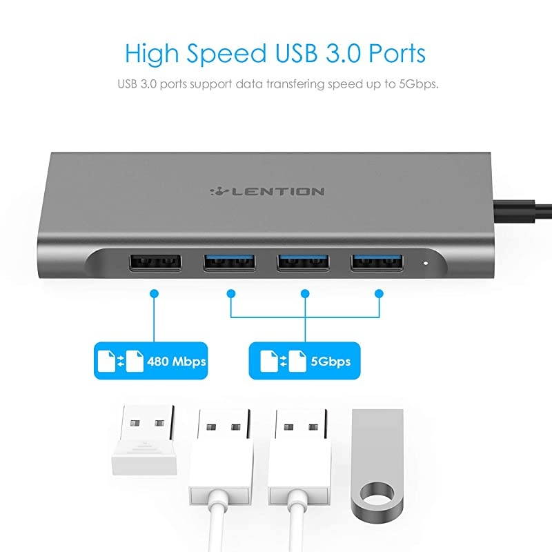 USB C MultiPort Hub with 4K HDMI 4 USBA SD 30 Card Reader Type C Charging Adapter Compatible 20202016 MacBook Pro 131516 New Mac AirSurface Chromebook More CBC36 Space Gray