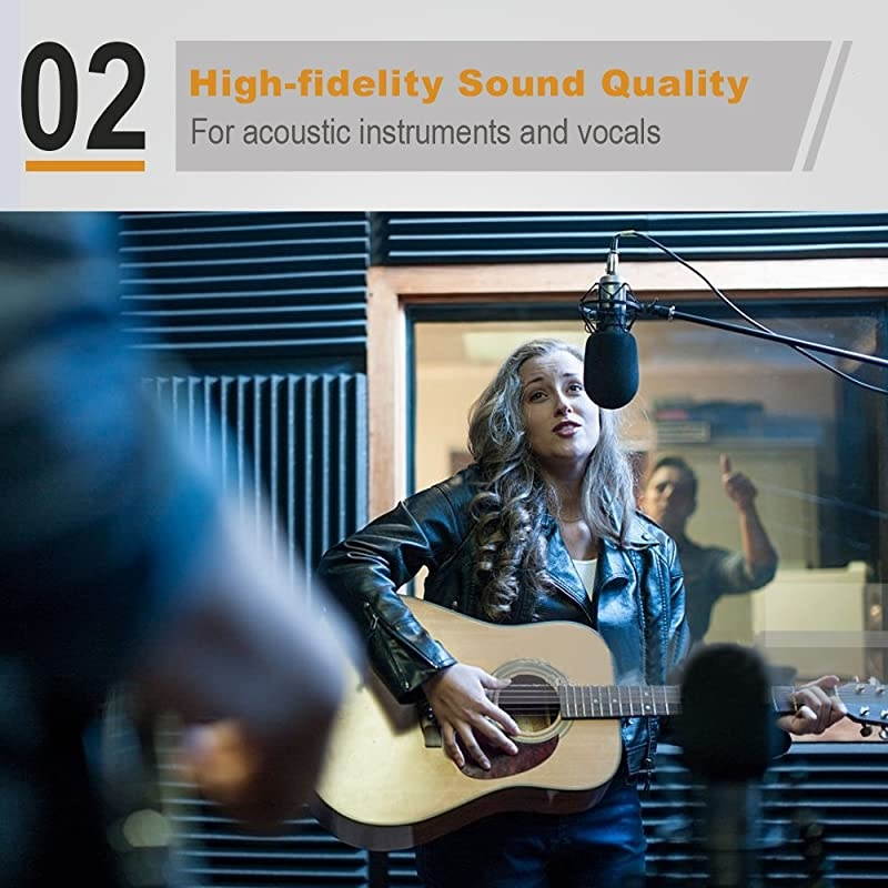 BM-800 Condenser Microphone, Cardioid Studio Recording Microphone with Shock Mount, XLR Cable