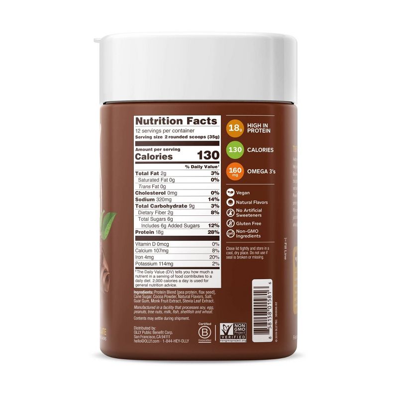 OLLY Plant Powered Vegan Protein Mix - Chocolate - 14.8oz